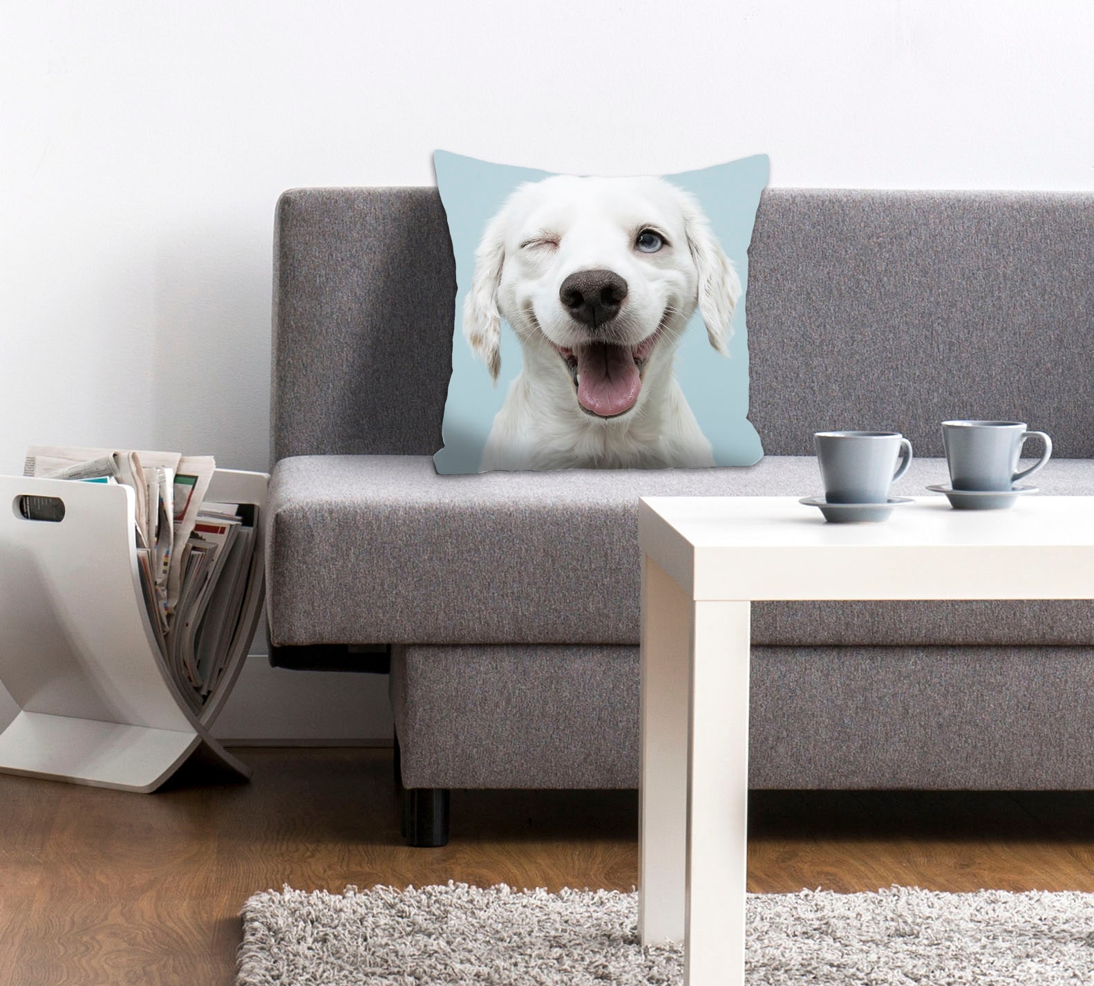 Image of queence Dekokissen "Crazy Dog" mit einem zwinkernden Hund