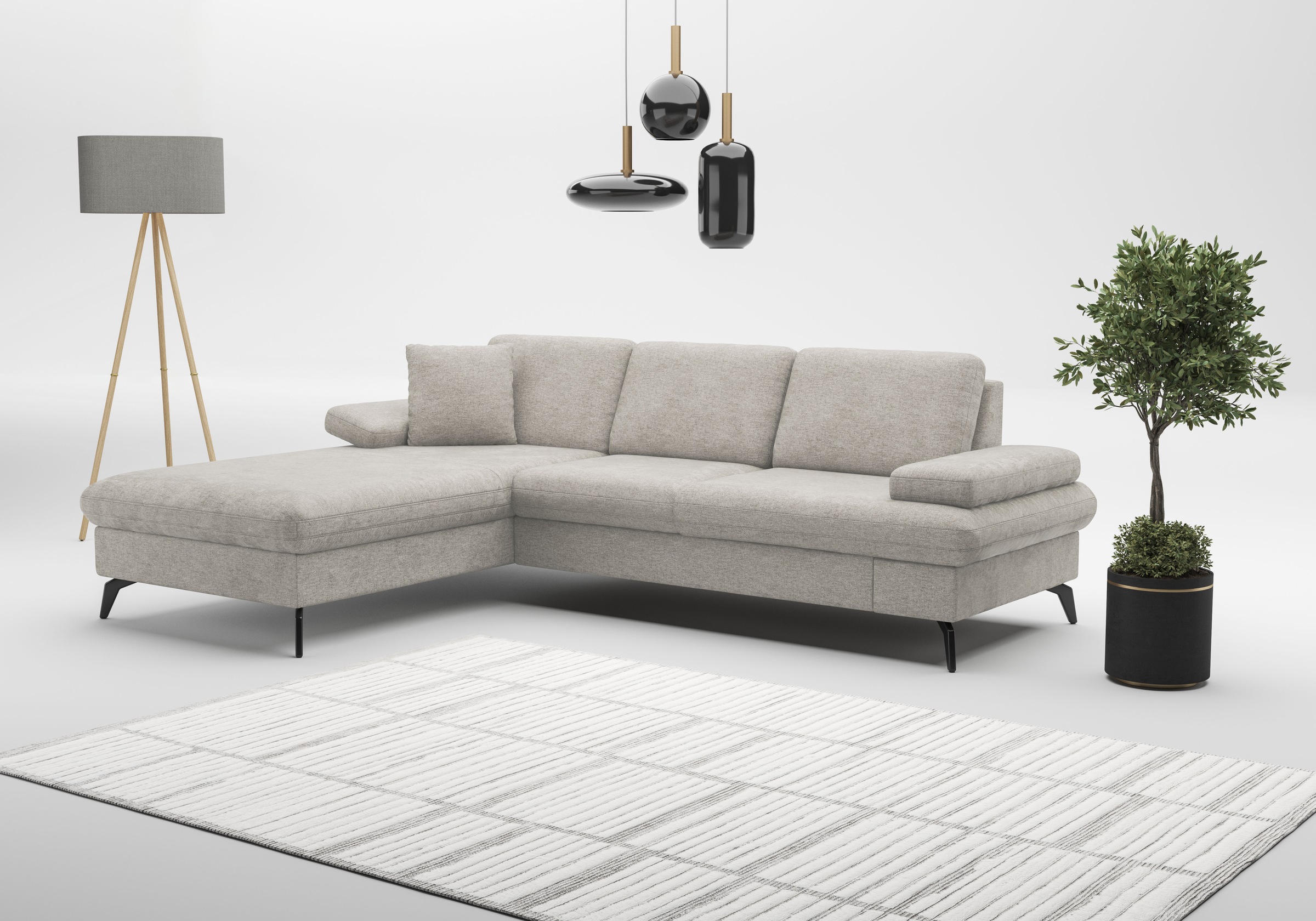sit&more Ecksofa »Morris Jubi L-Form«, inkl. Armteilfunktion und 1 Zierkissen, wahlweise mit Bettfunktion