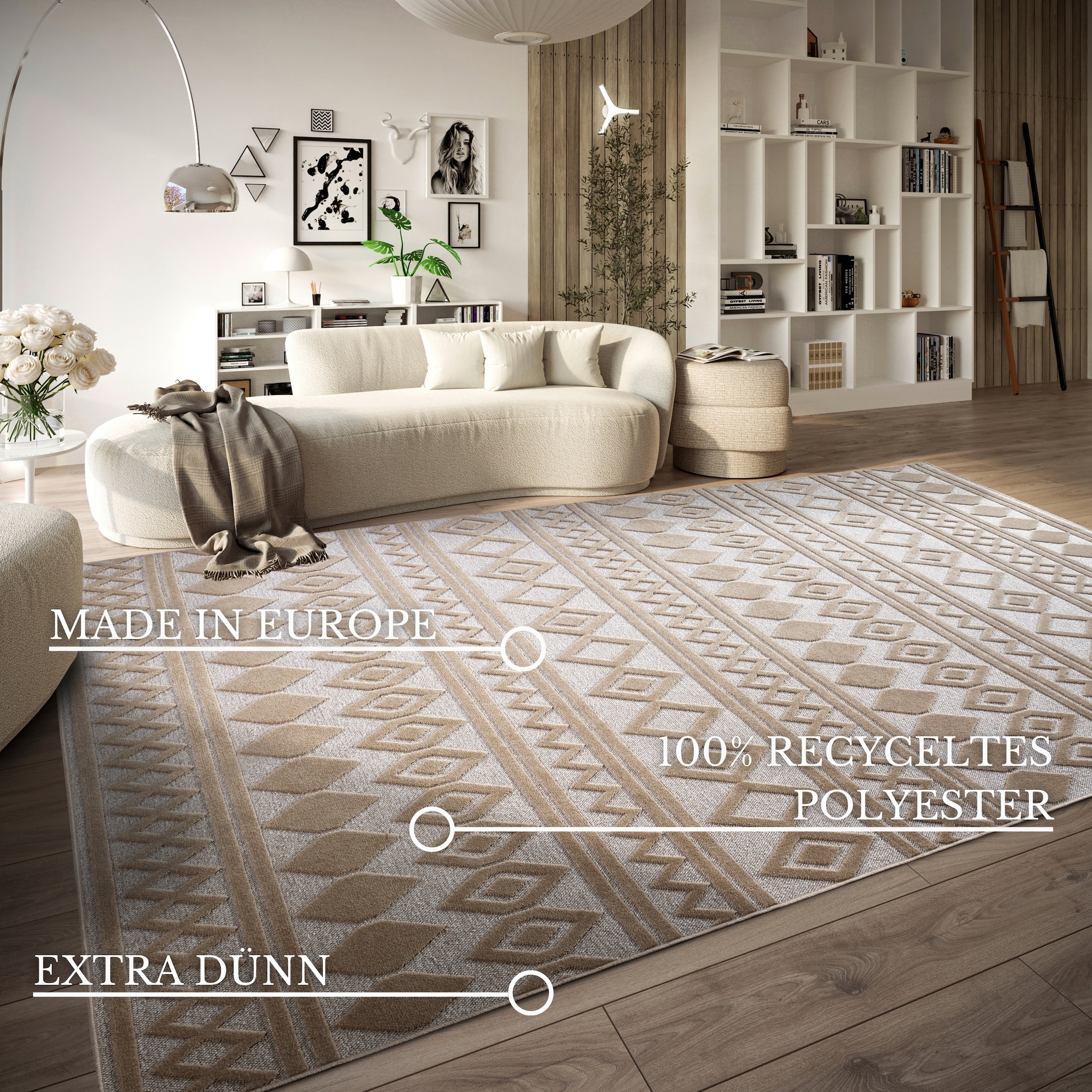 Villeroy & Boch Teppich »Catherine«, rechteckig, 5,5 mm Höhe, Wohnzimmer, Schlafzimmer, Modern, Hoch-Tief Effekt, Flur