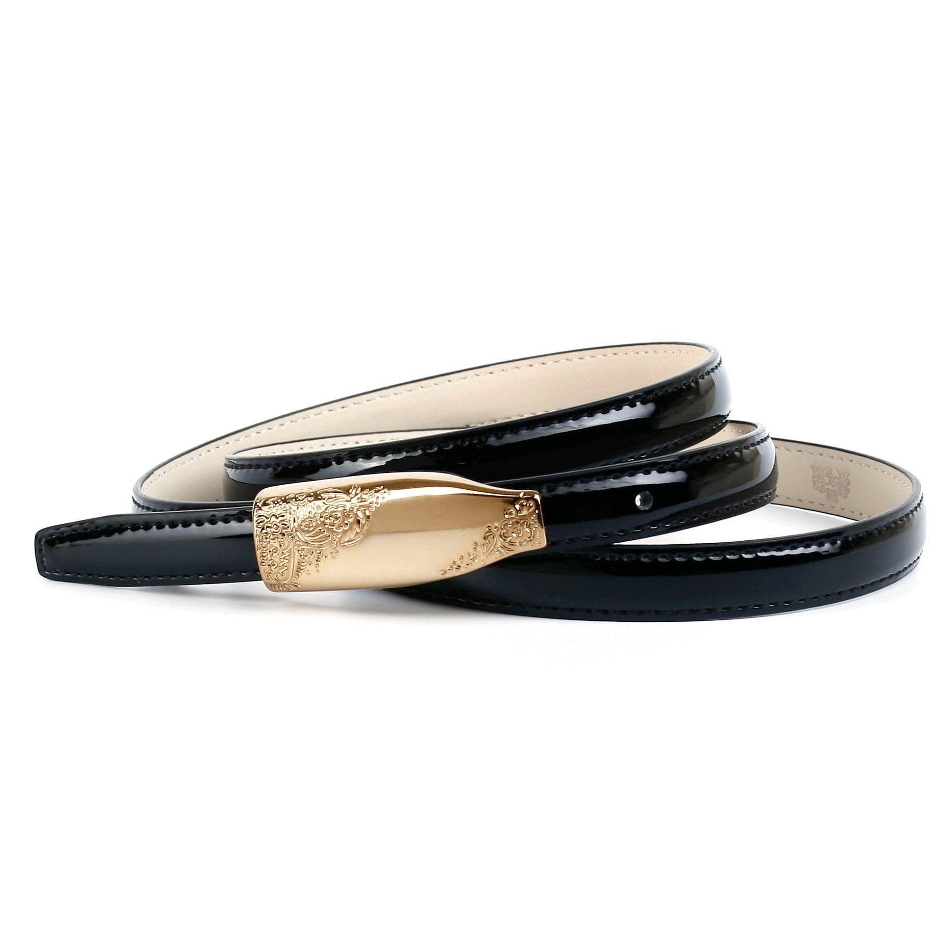 Image of Anthoni Crown Ledergürtel, Schmaler Lackledergürtel, Schliesse goldfarben bei Ackermann Versand Schweiz