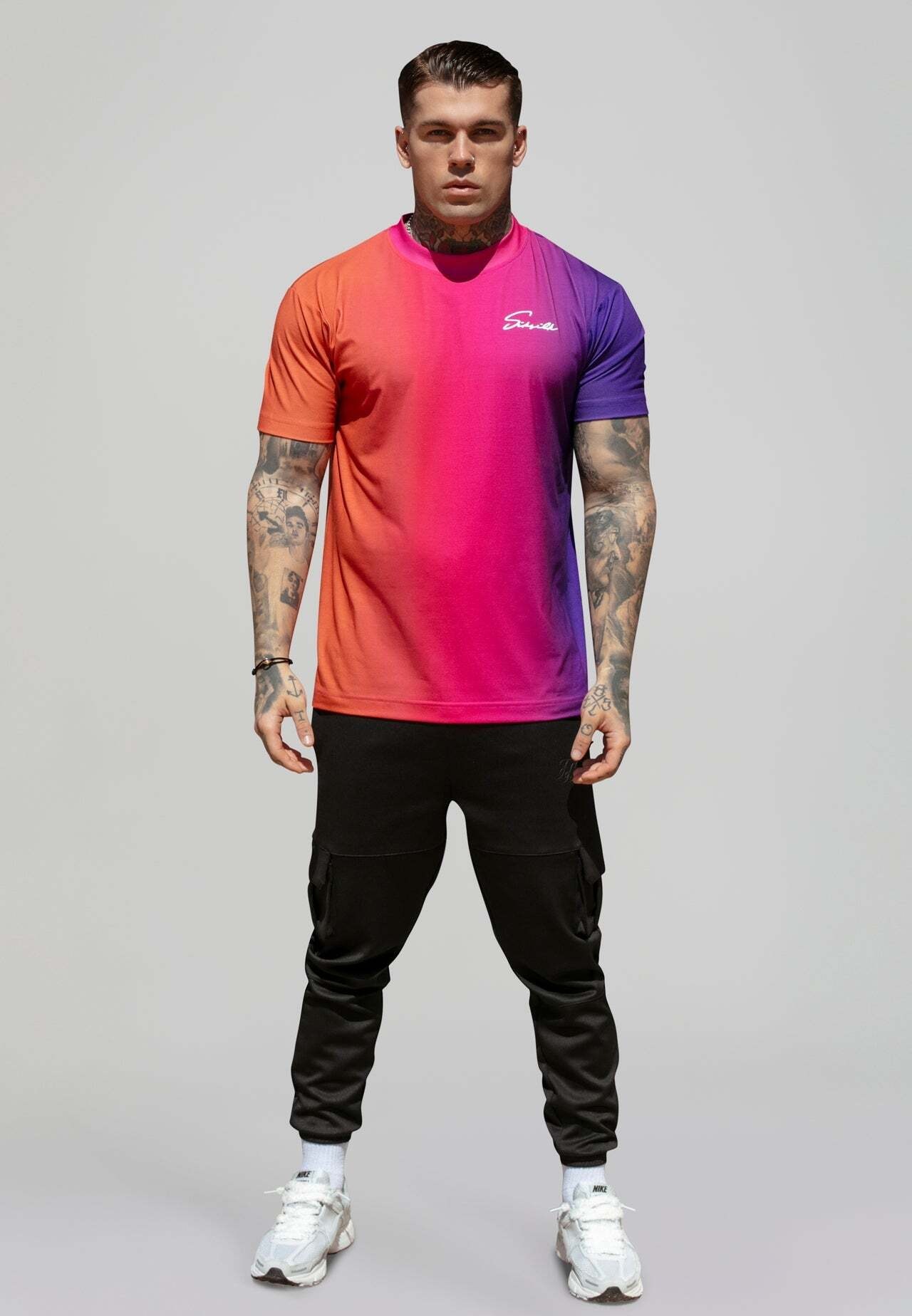 Siksilk T-Shirt »Siksilk T-Shirt Script Fade T-Shirt in Pink, Purple«