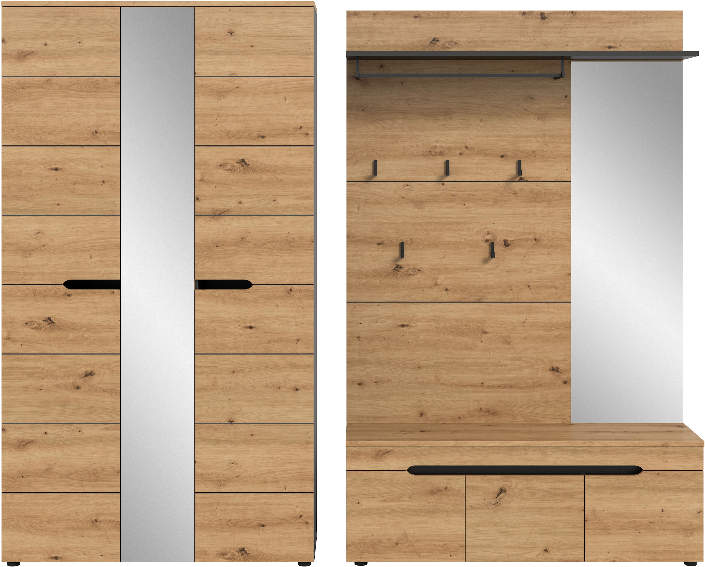 Image of Home affaire Garderoben-Set "REHAT, TOPSELLER, 3-teilig, Breite 240 cm, individuell stellbar" Set, best. aus: Garderobenschrank, Sitzbank & Garderobenpaneel, 3 Stk. tlg.