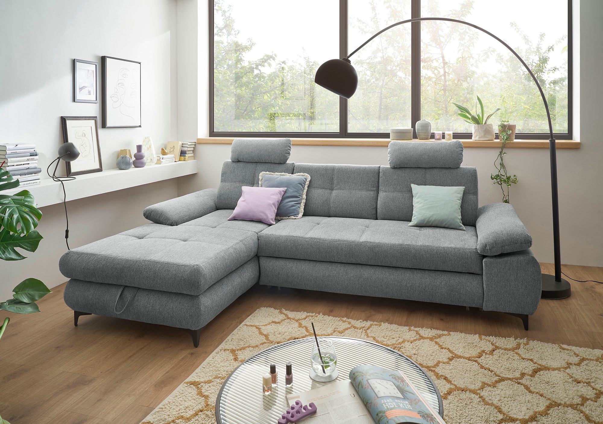 Image of ED EXCITING DESIGN Ecksofa "Altona L-Form" mit Bettfunktion, Bettkasten, Armteilverstellung & Kopfstützen