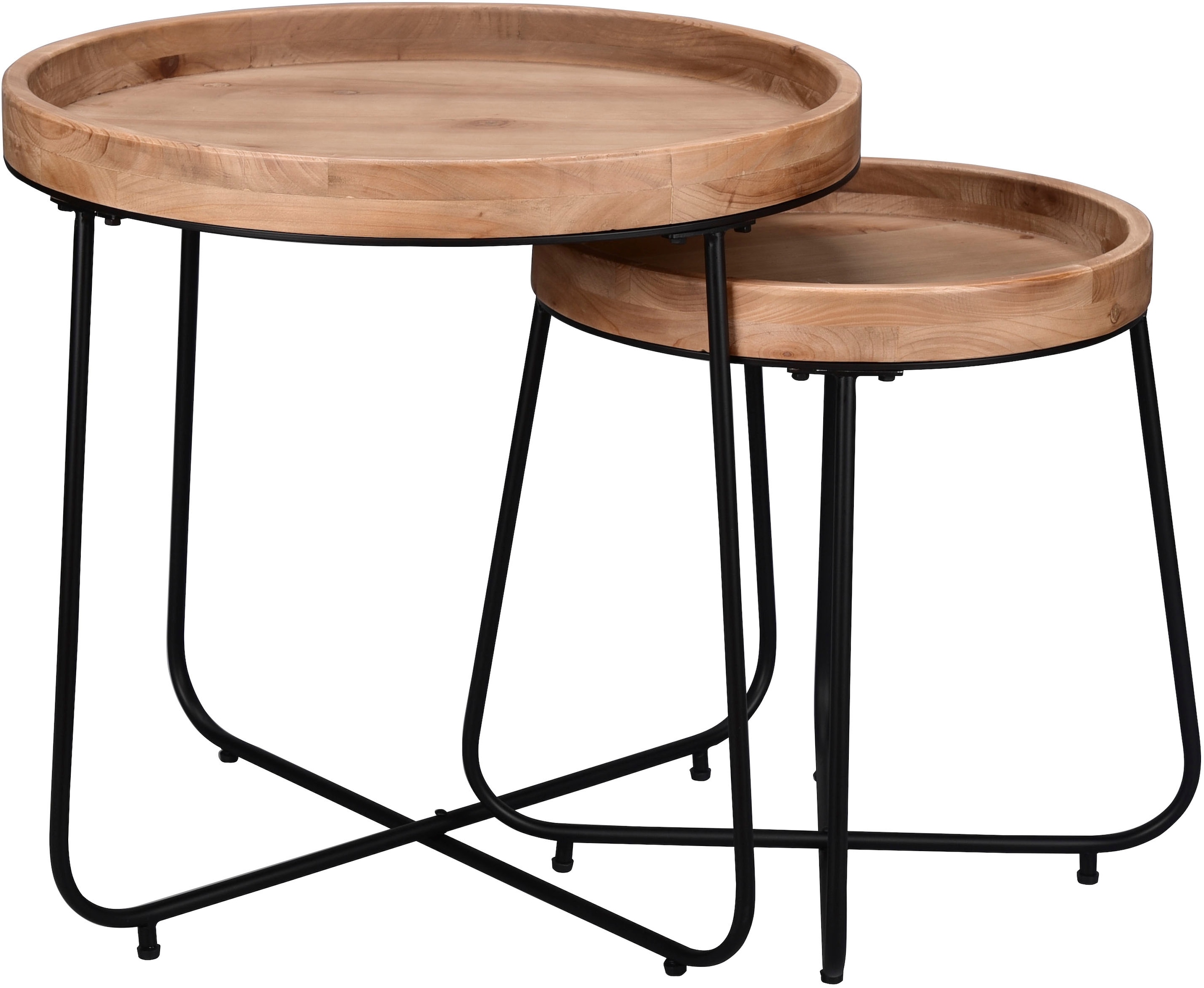 MIRRORS AND MORE Table d'appoint »Jette« 1 cuis tlg. plateau en bois massif de haute qualité