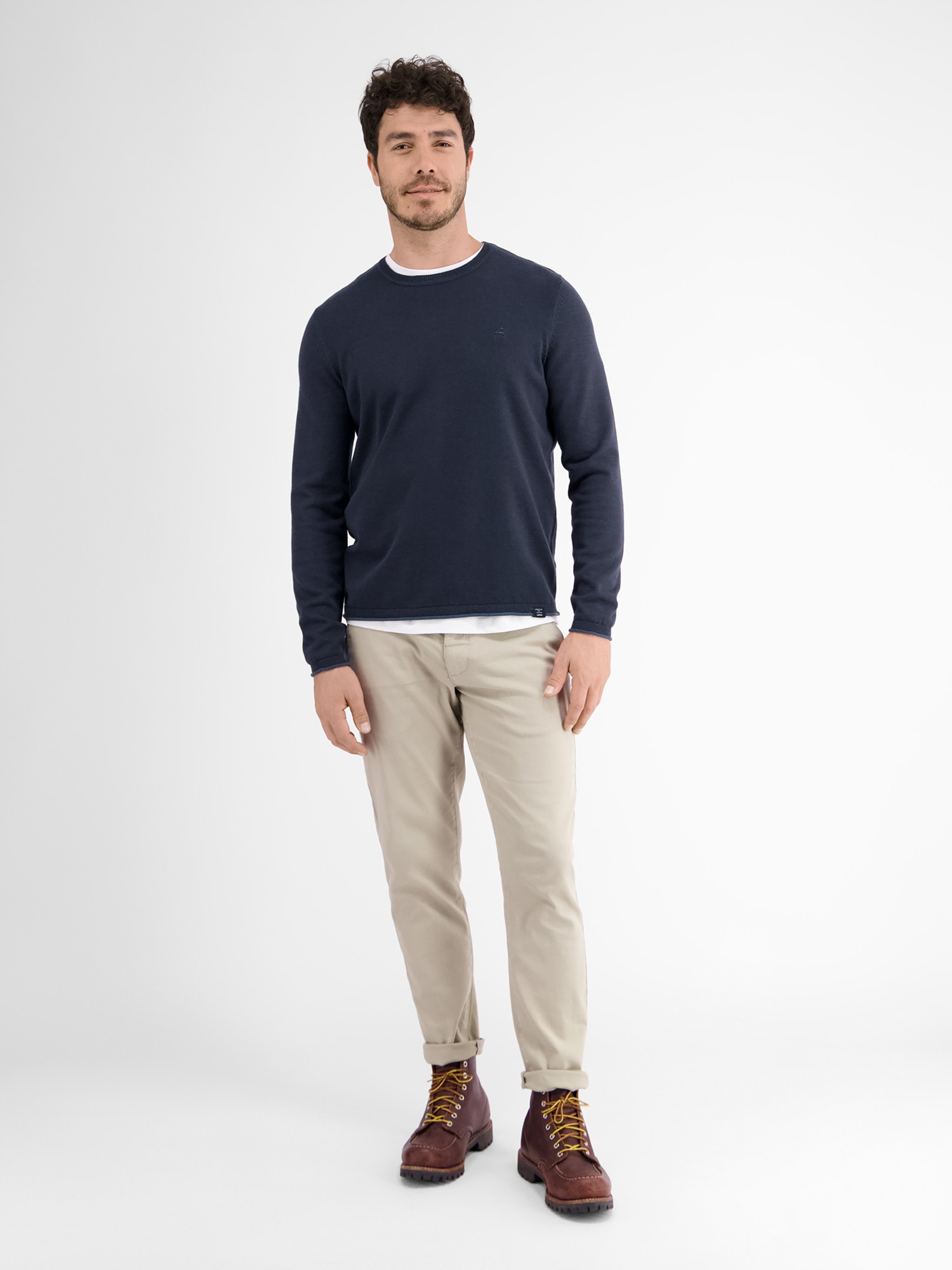 LERROS Strickpullover »Rundhalspullover, Flachstrick«