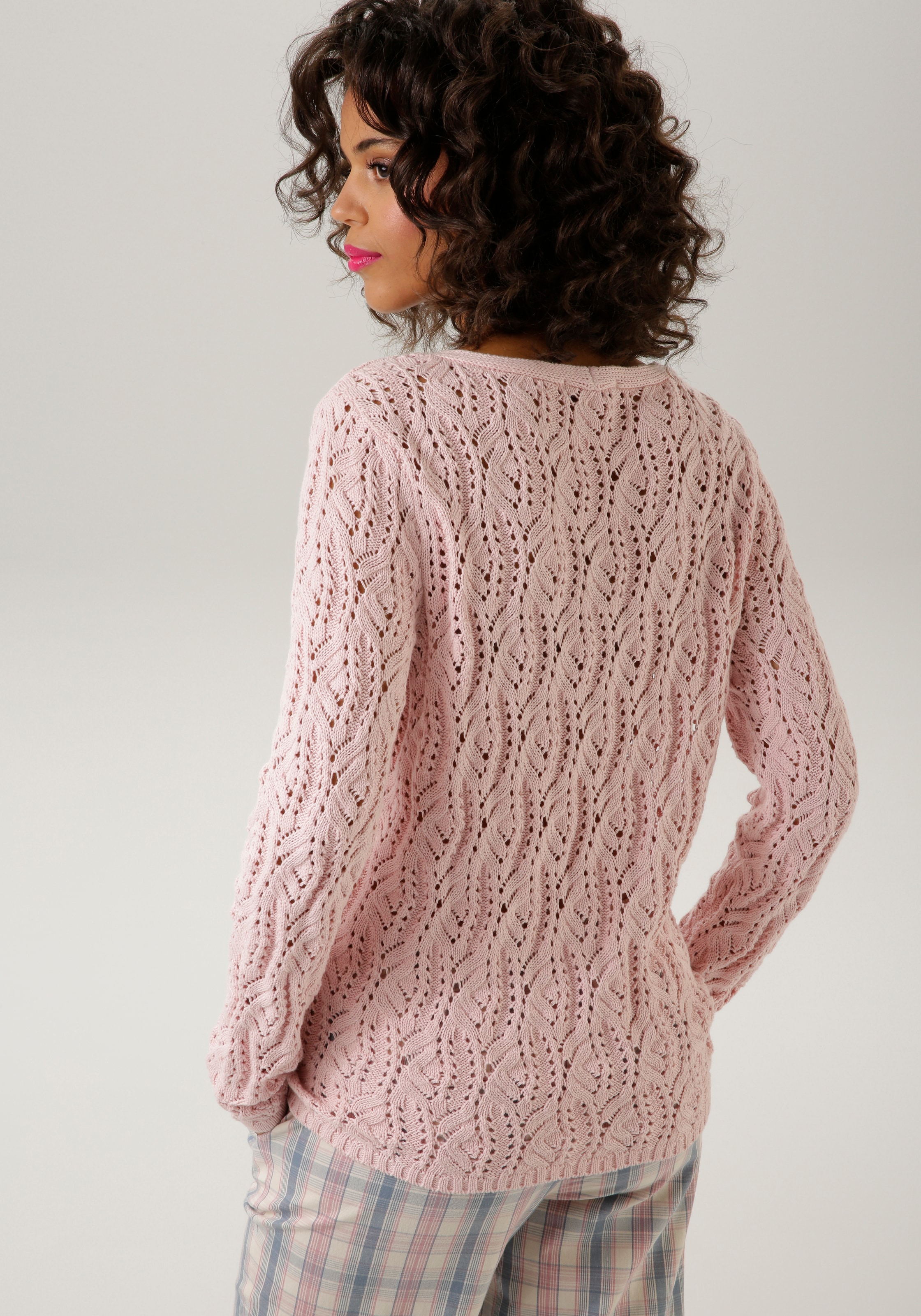 Aniston CASUAL Strickpullover, mit trendigem Ajour-Muster