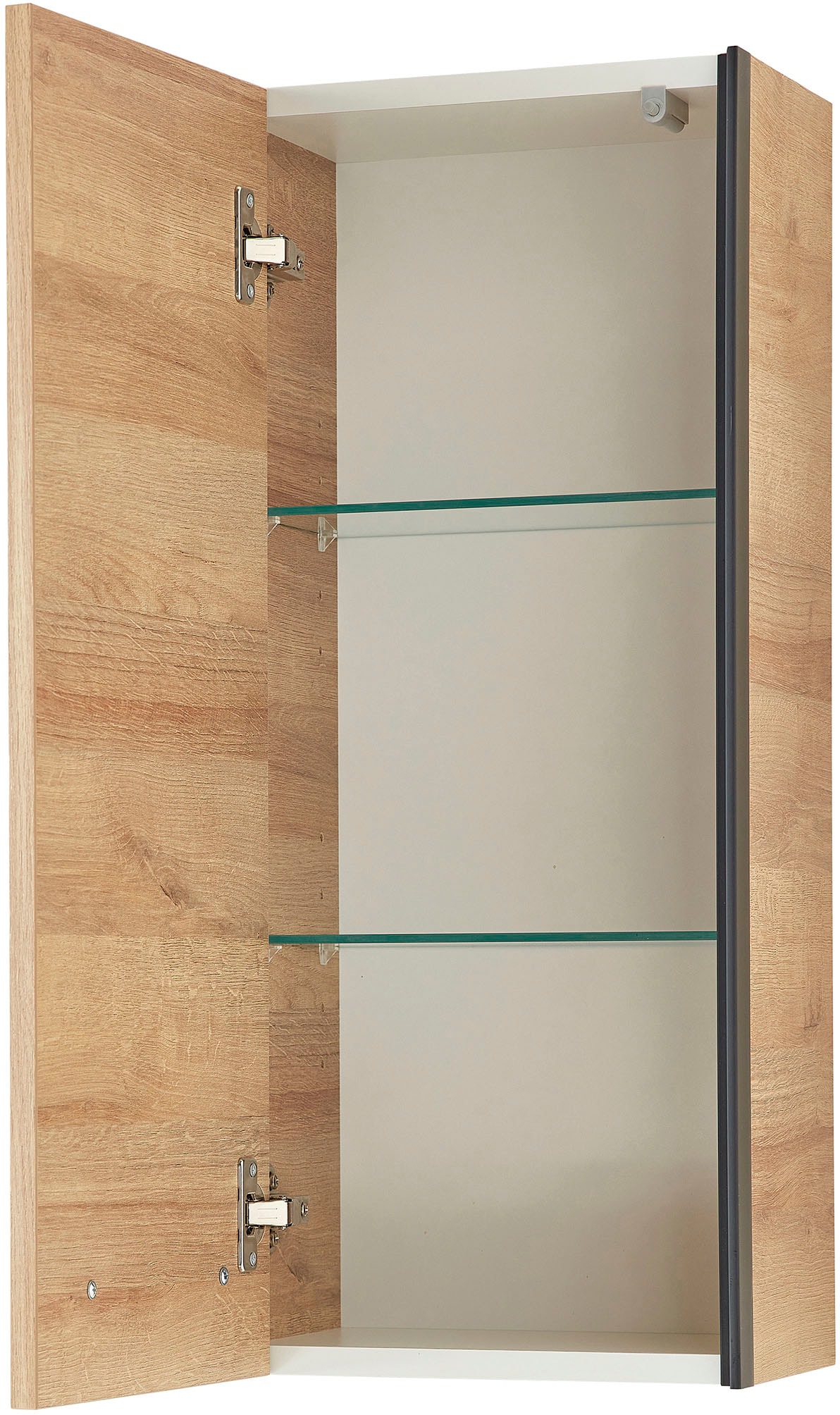 Saphir Hängeschrank »Quickset 395 Wand-Badschrank 30 cm breit mit 1 Tür und 2 Einlegeböden« Badezimmer-Hängeschrank inkl. Türdämpfer, Griffe in Schwarz