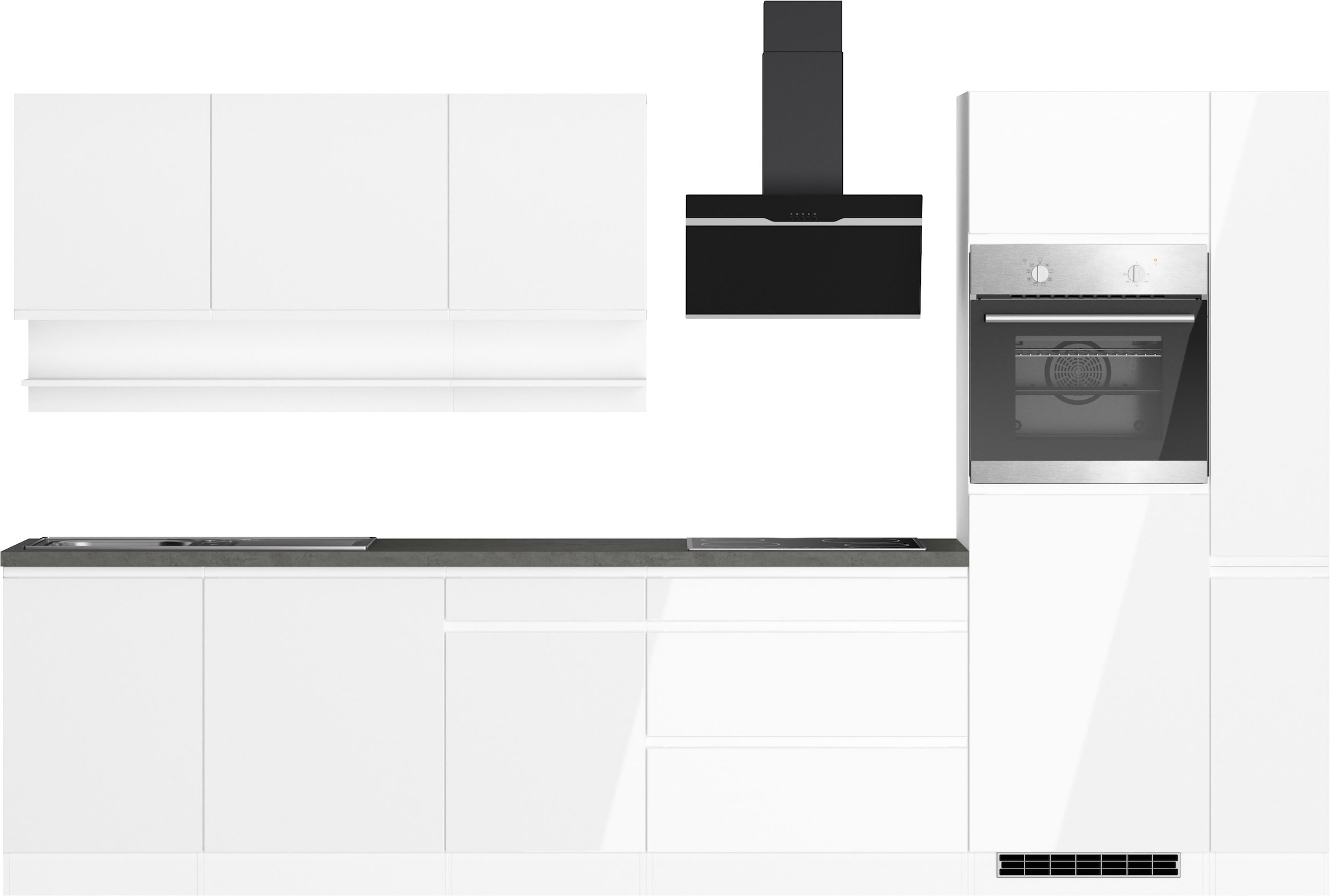 KOCHSTATION Kitchenette »KS-Virginia,neu in verbesserter Ausführung« plan de travail épaisseur 38 mm, rangement, fermeture douce,  largeur 330 cm, soft-close, sans appareils électriques