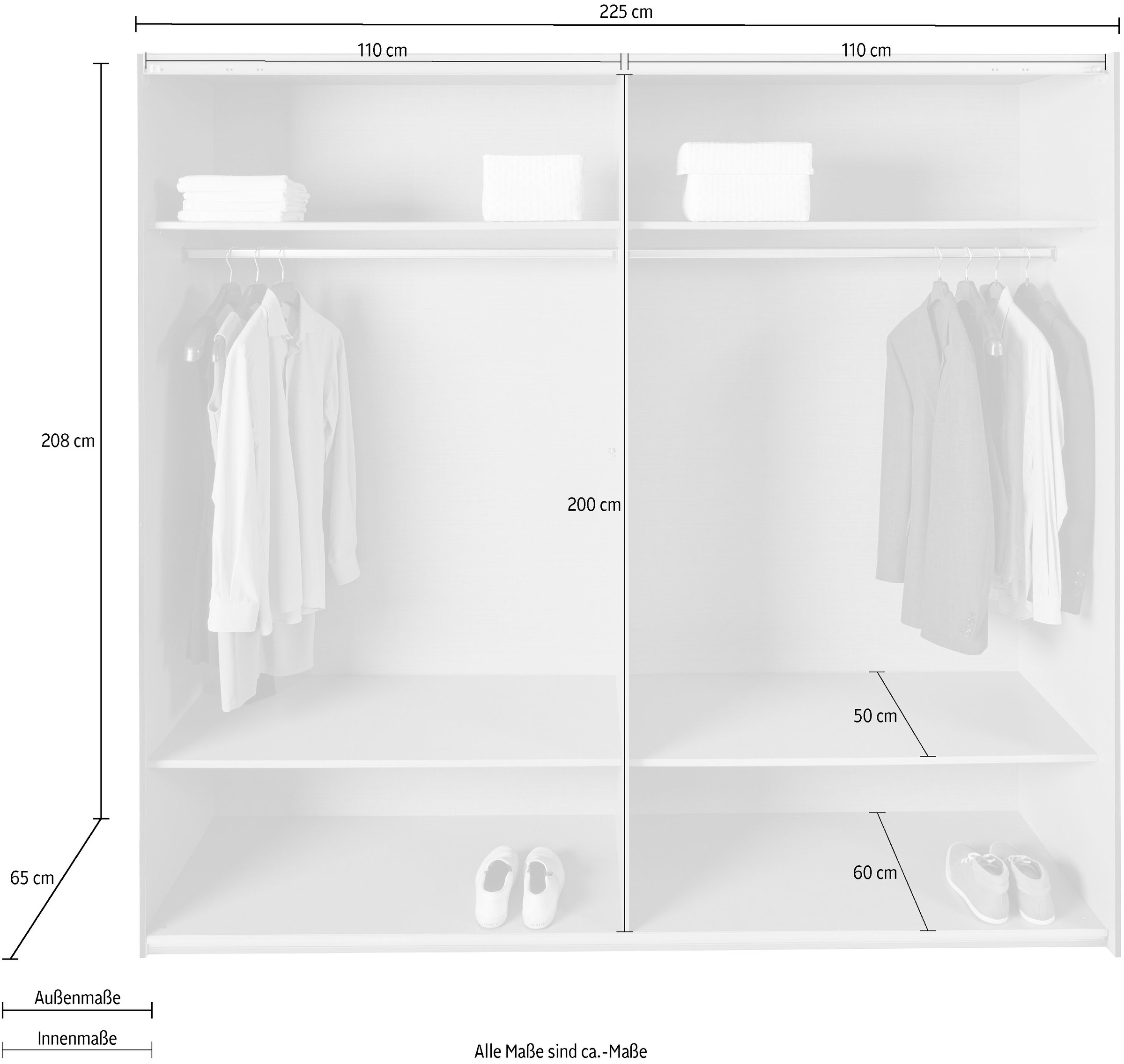 Wimex Schwebetürenschrank »Altona«, mit Glaselementen und zusätzlichen Einlegeböden
