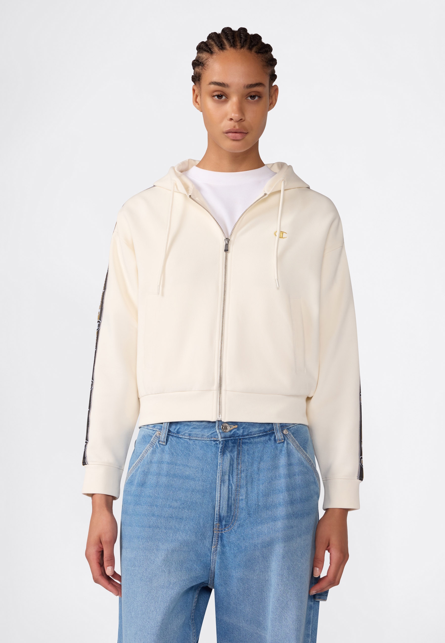 Image of Champion Kapuzensweatjacke "SPORTWEAR ZIP-UP HOODIE Cropped Fit Stretch Cotton" mit sportlichem Stil, Langarm-Design, Stretch-Baumwollmix, Cropped Fit