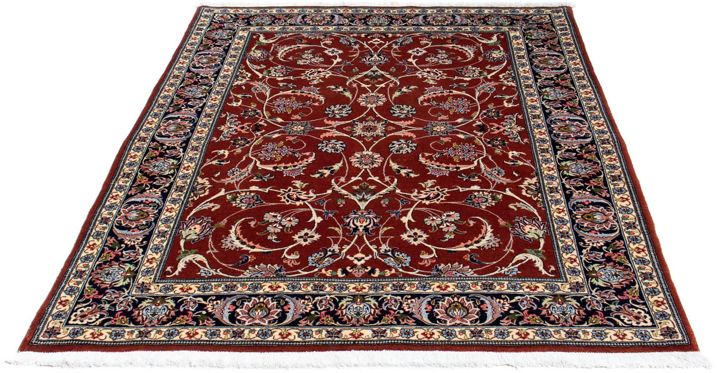 Image of morgenland Orientteppich »Perser - Ghom - 181 x 136 cm - dunkelrot«, rechteckig, 10 mm Höhe, Wohnzimmer, Handgeknüpft, Einzelstück mit Zertifikat bei Ackermann Versand Schweiz