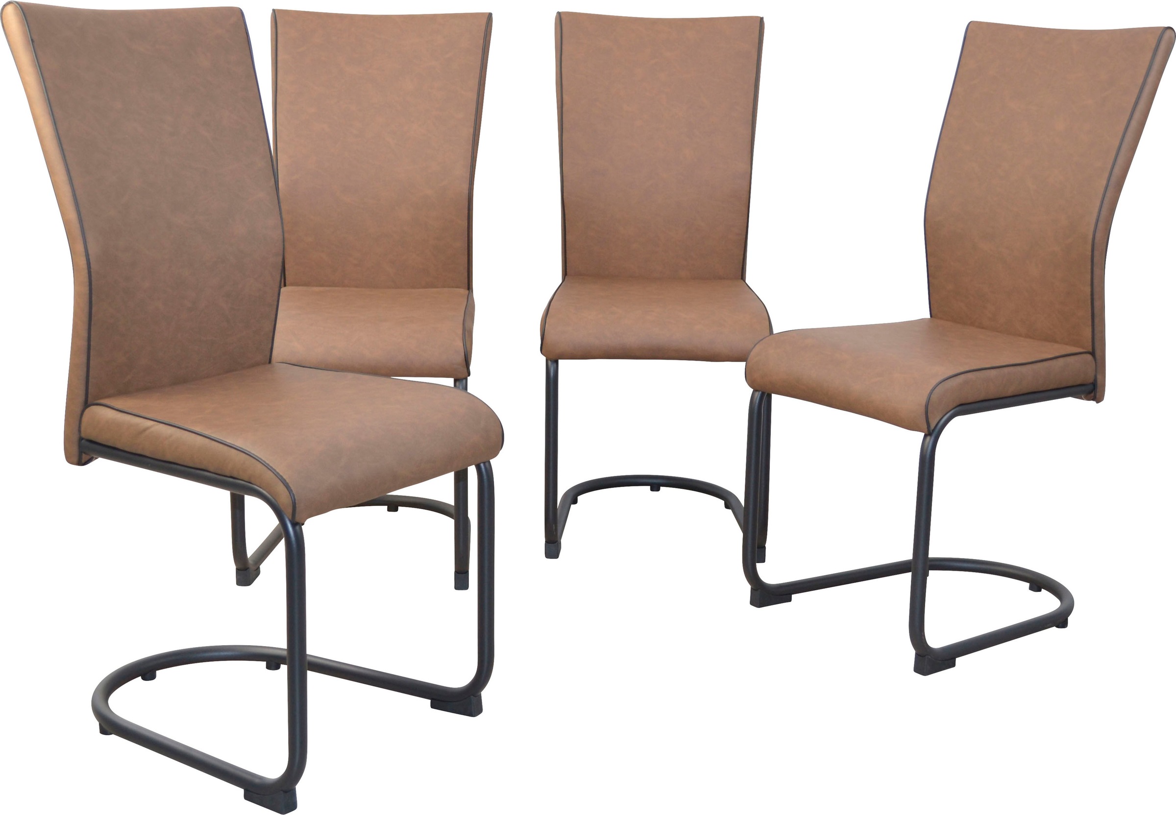 Image of Home affaire Freischwinger »Hunter«, (Spar-Set), 4 St., Kunstleder, Gestell aus Stahlrohr, pulverbeschichtet, Sitz und Rücken schaumstoffgepolstert, Kunstlederbezug bei Ackermann Versand Schweiz