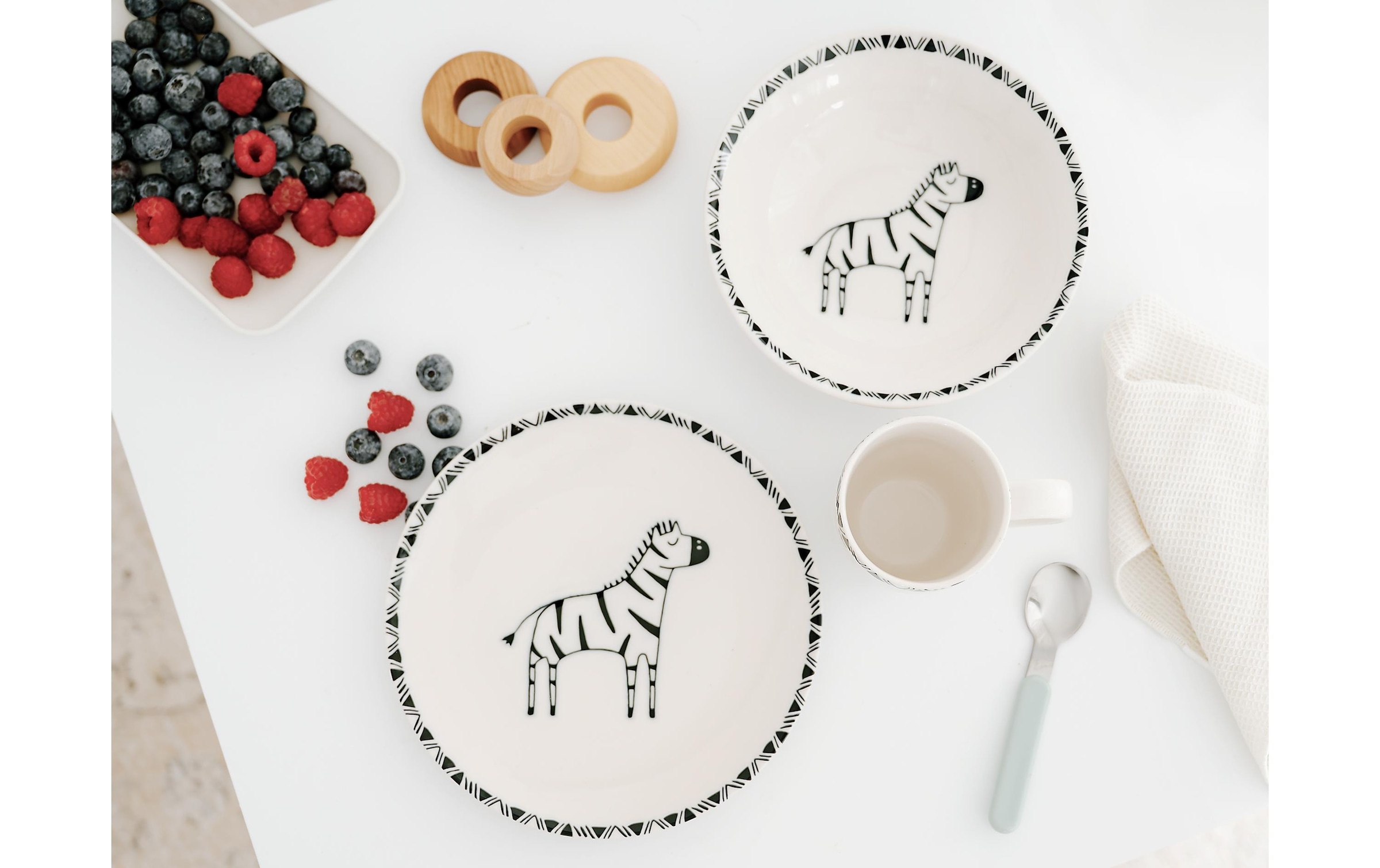 CreaTable Set de vaisselle pour enfants »Safari Zebra Steinzeug, 3-tlg.«