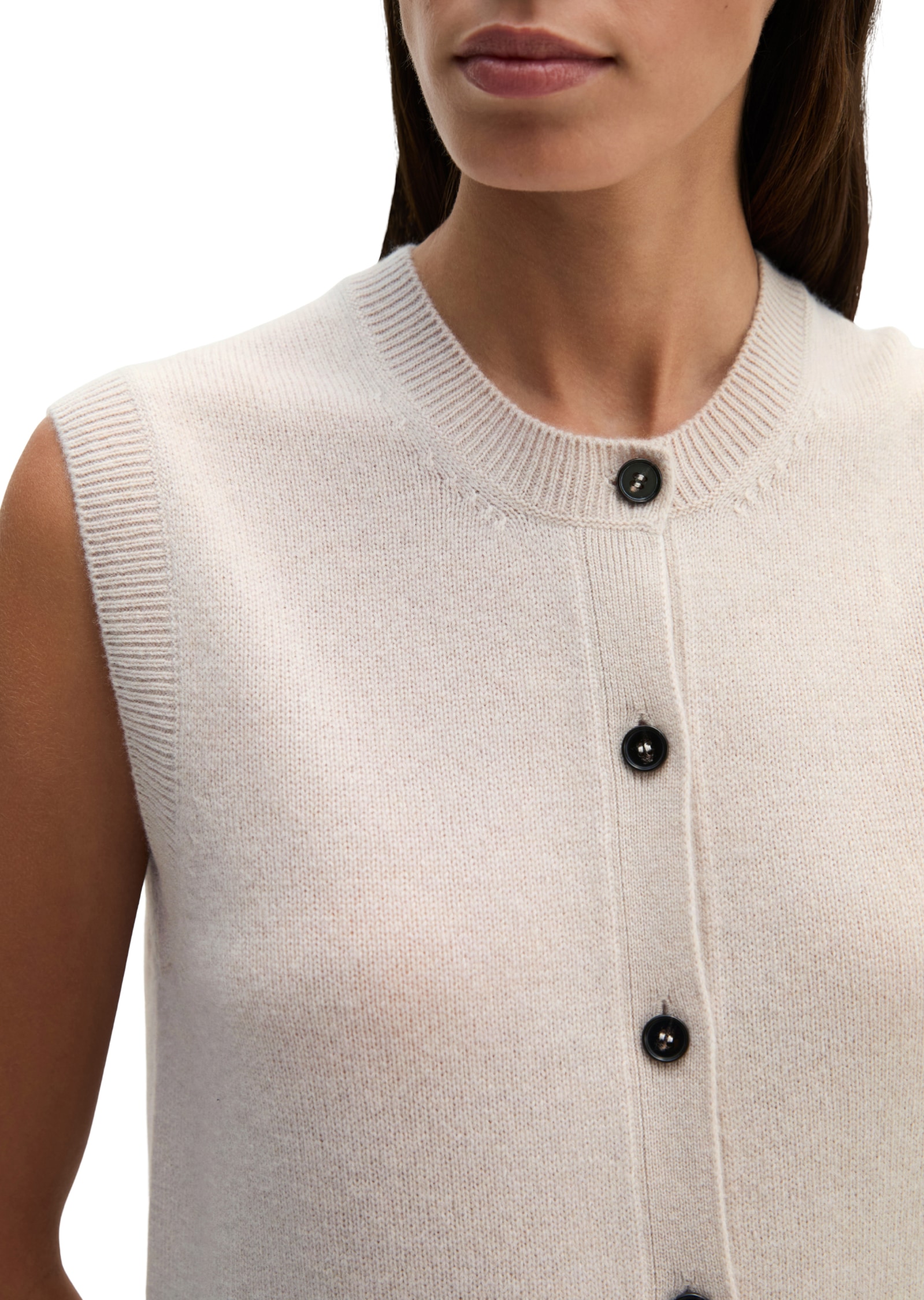 Marc O'Polo Gilet tricoté Cardigan sans manches régulier en laine d'agneau douce