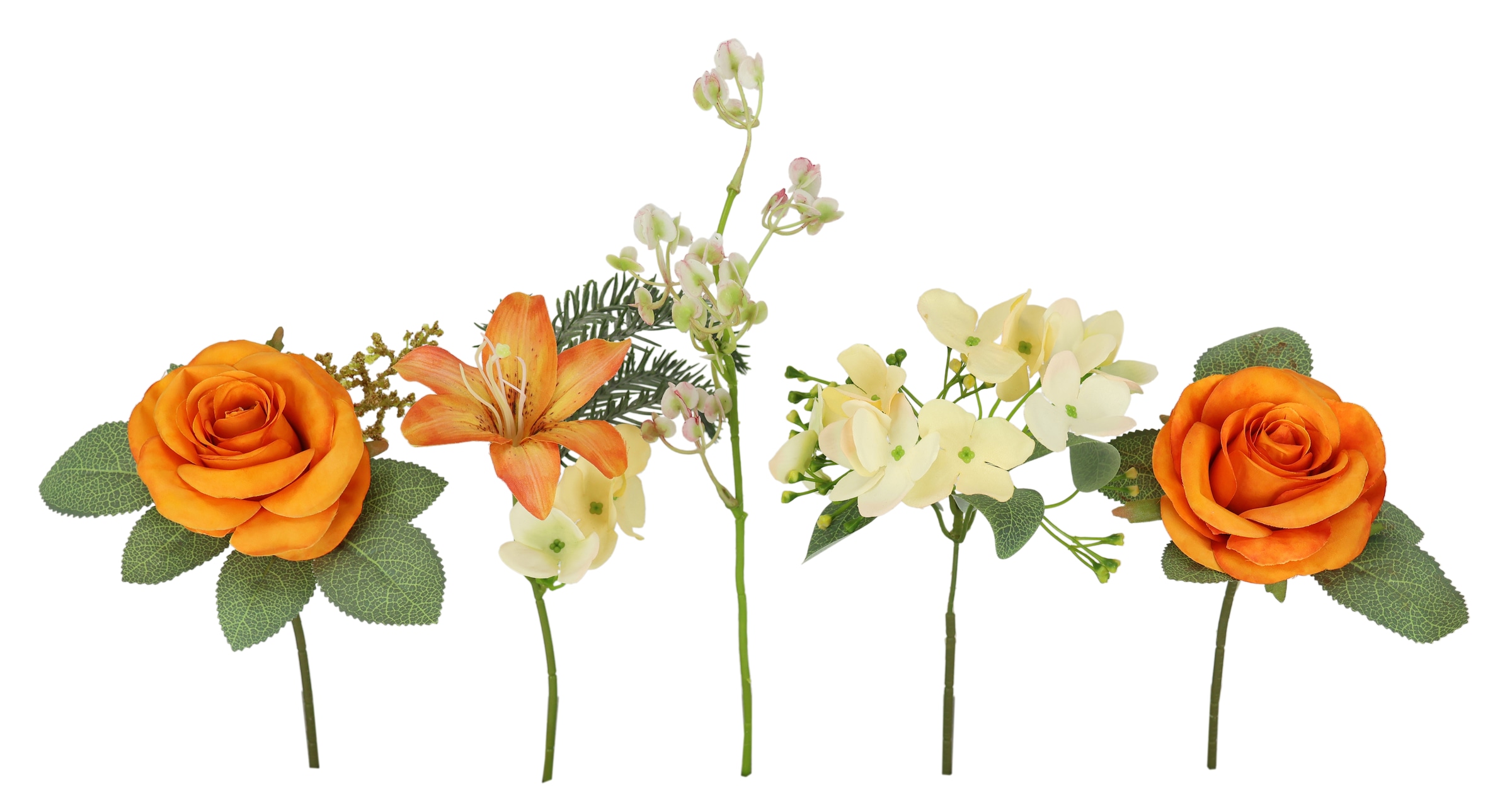 I.GE.A. Kunstblume »Kunstblumen-Strauss Rosen Lilien Hortensie«, Blumenstrauss Bouquet Blume Grabschmuck Aufleger Grabdeko