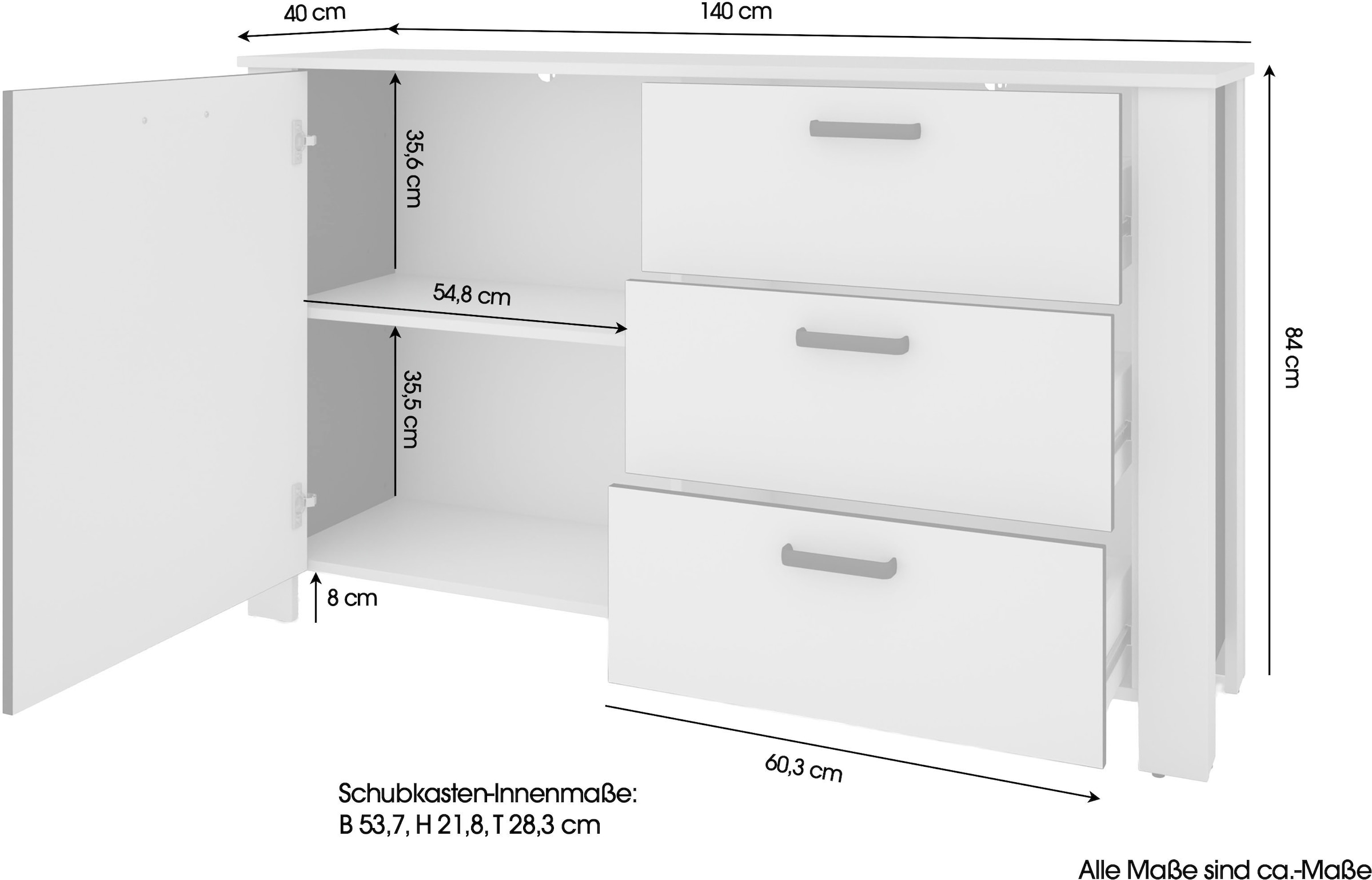 byLIVING Sideboard »Faro« 1 Stk. tlg. moderne Kommode in verschiedenen Farben verfügbar, 140cm.
