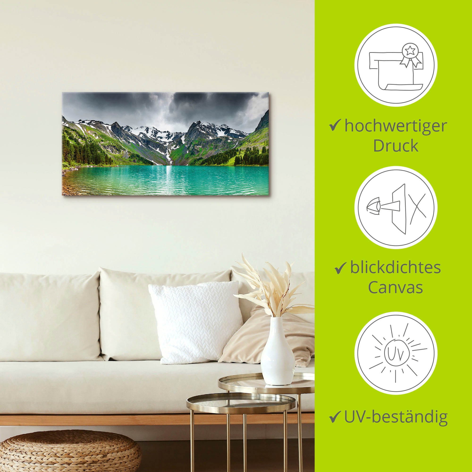 Artland Wandbild »Bergsee«, Berge, (1 St.), als Alubild, Outdoorbild, Leinwandbild, Poster in verschied. Grössen