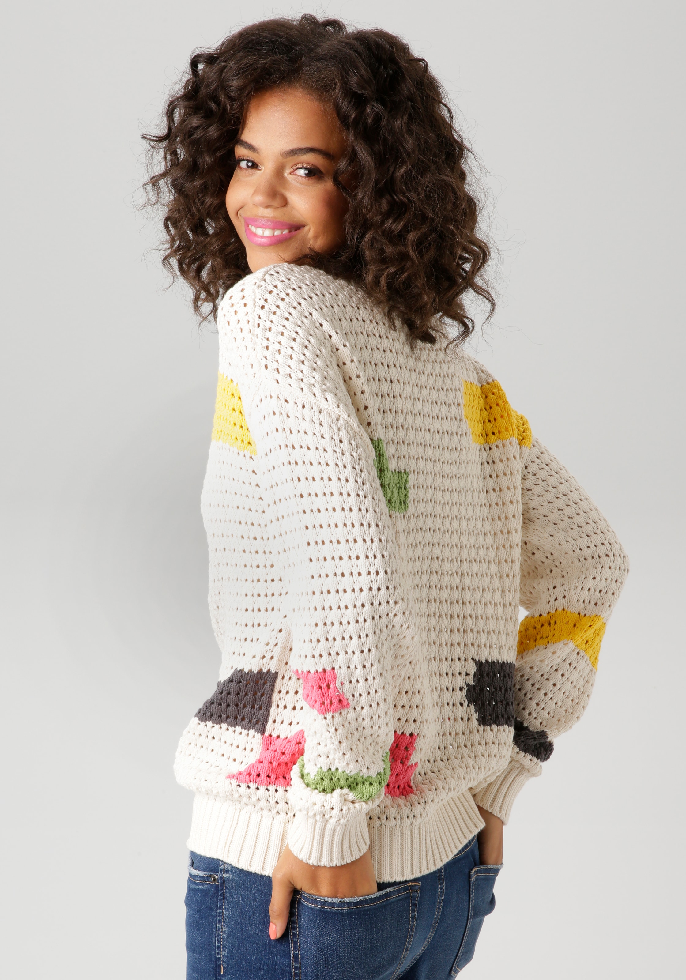 Aniston CASUAL Strickpullover, mit eingestrickten Farb-Highlight