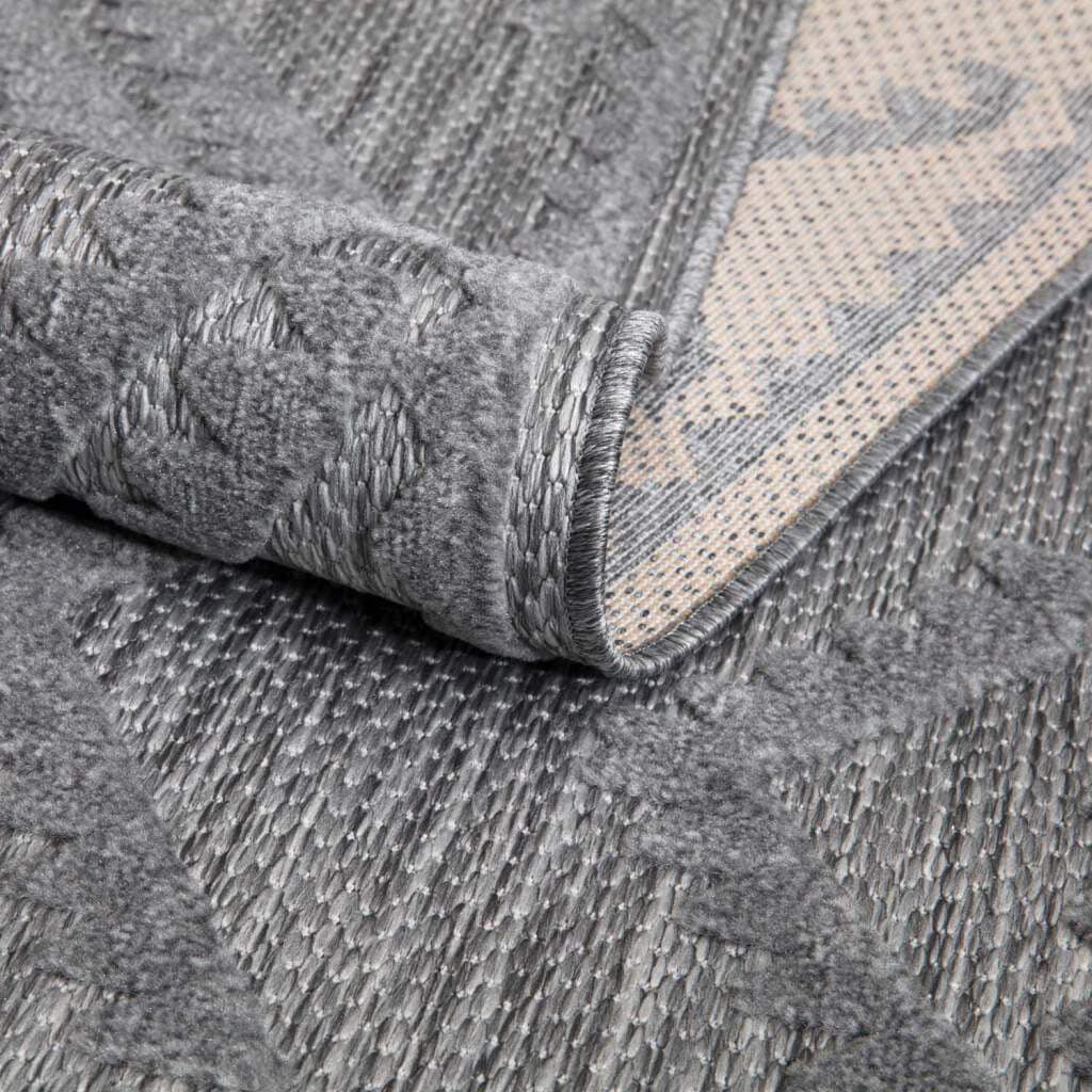 Carpet City Teppich »In-& Outdoorteppich Santorini 454, 3D-Effekt, Raute-Optik«, rund, 5 mm Höhe, Wetterfest & UV-beständig für Terrasse, Balkon, Küche, Flur