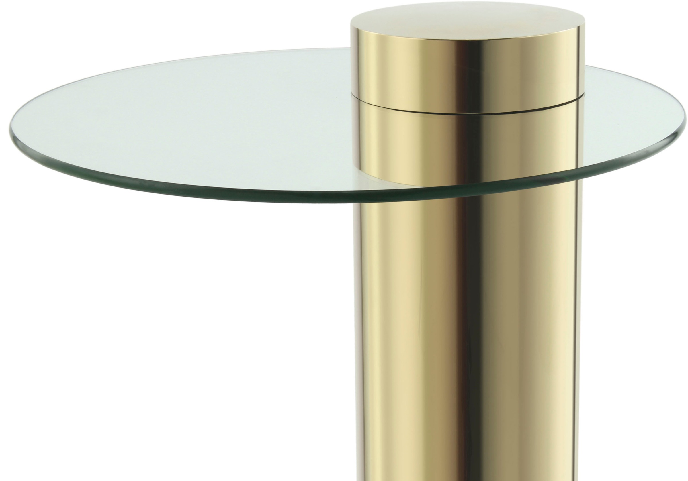 Kayoom Beistelltisch »Ontario 125, Runde Glasplatte aus Sicherheitsglas, 100% Edelstahl«, (1 St.), Minimalistisches Design, Säulengestell, pflegeleicht