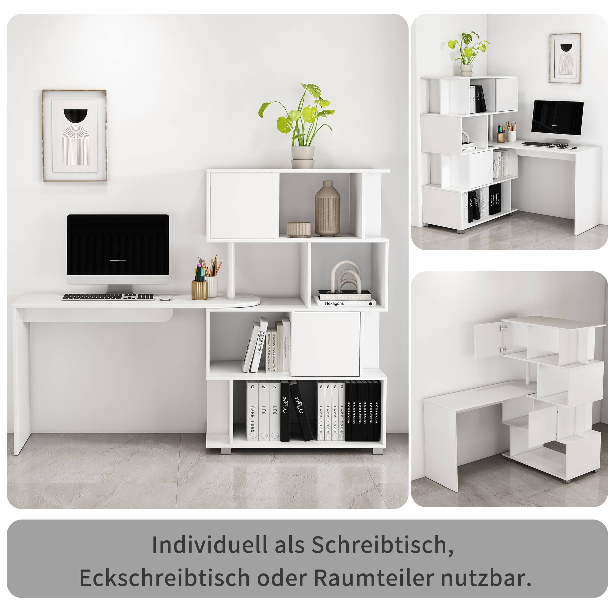 OTTO home Schreibtisch "Inovo" als Eckschreibtisch oder Schreibtisch nutzbar, viel Stauraum