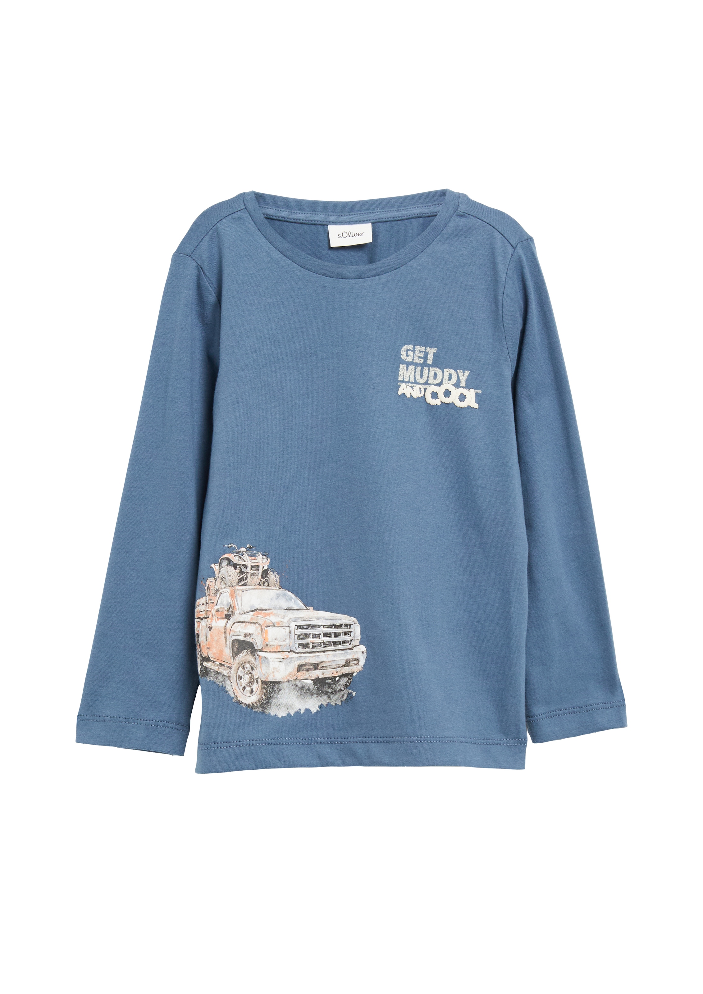 Image of s.Oliver Junior Langarmshirt Baumwolle, mit Print und Applikation
