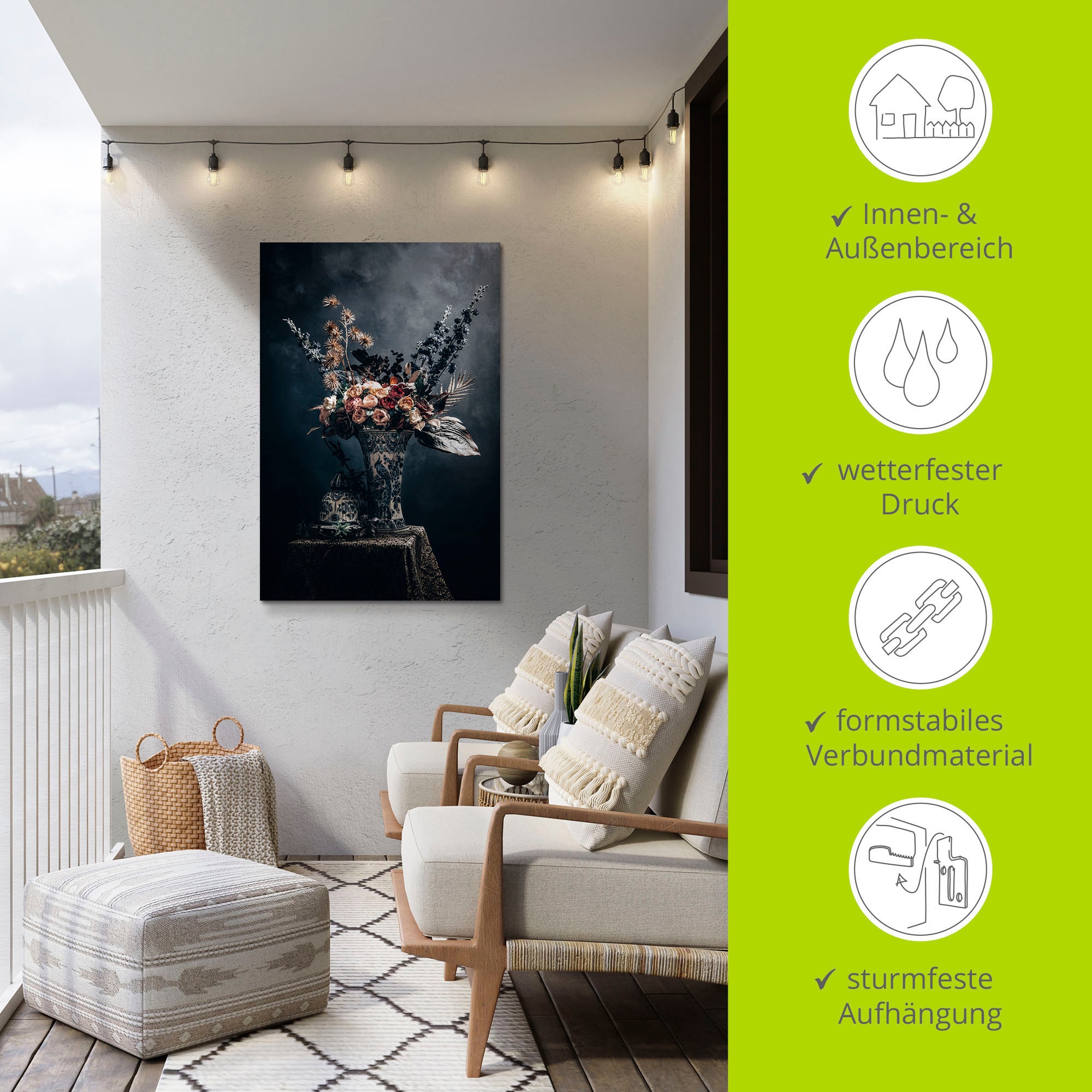 Artland Alu-Dibond-Druck »Sommer Kunst Stilleben«, Arrangements, (1 St.), für Innen- und Aussenbereich geeignet, Outdoorbild