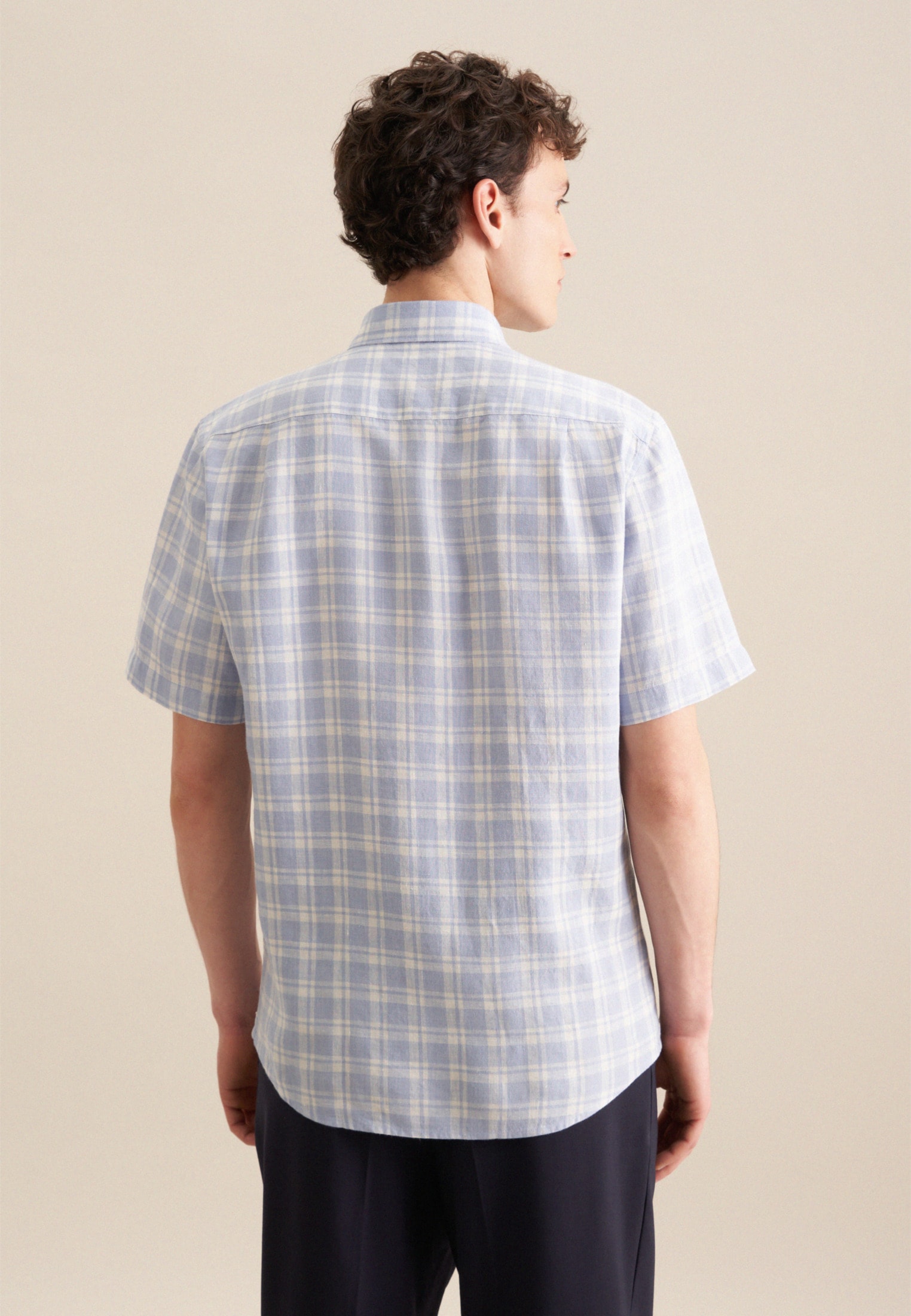 seidensticker Chemise d'affaires »Schwarze Rose« Regular Kurzarm Button-Down-Kragen Karo