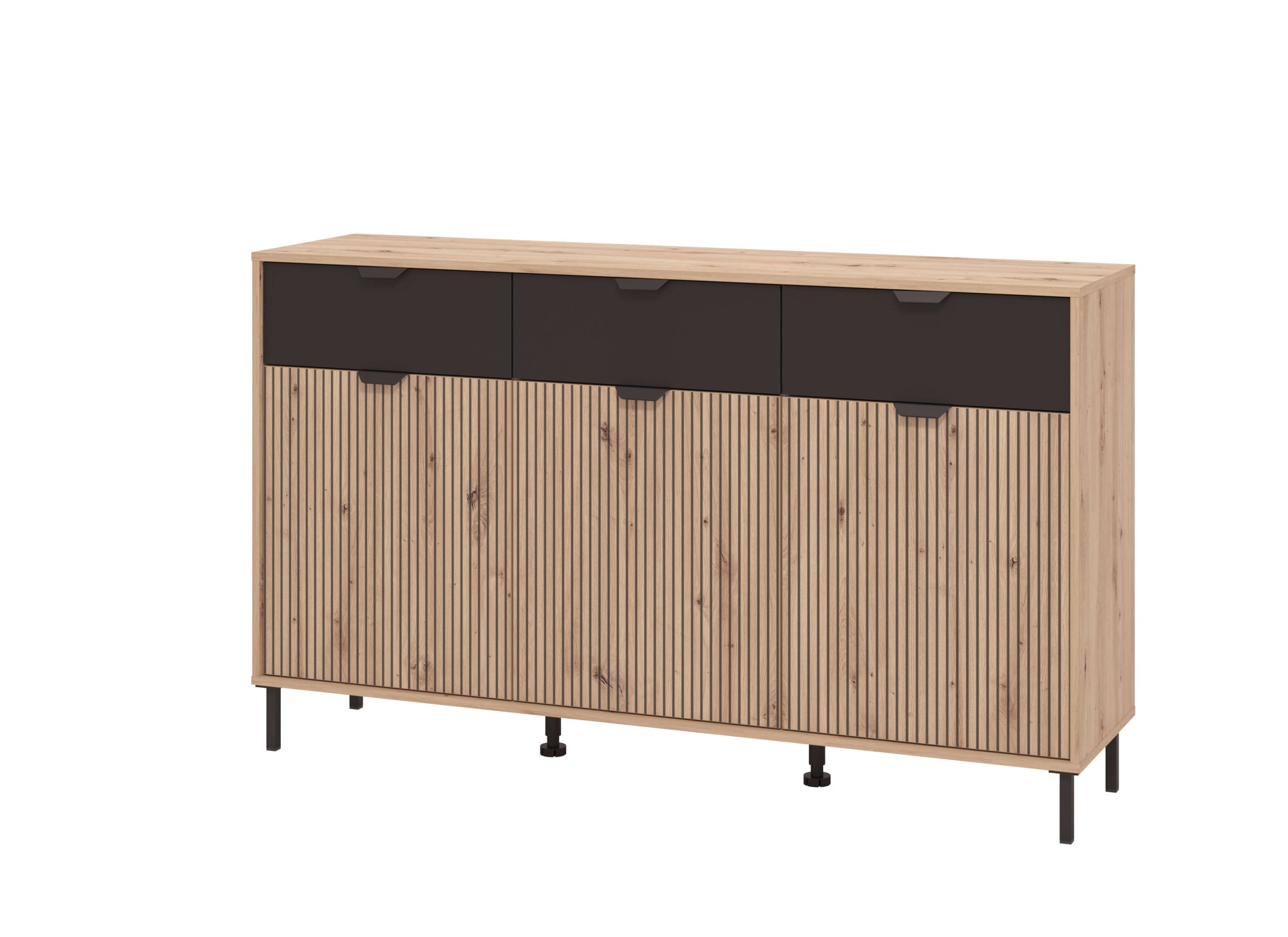 Home affaire Commode »Mayenne Sideboard, Schubladenschrank, Kommode, Anrichte, Breite 157cm« Wohnzimmermöbel, Schlafzimmermöbel, mit Drehtüren und drei Schubladen
