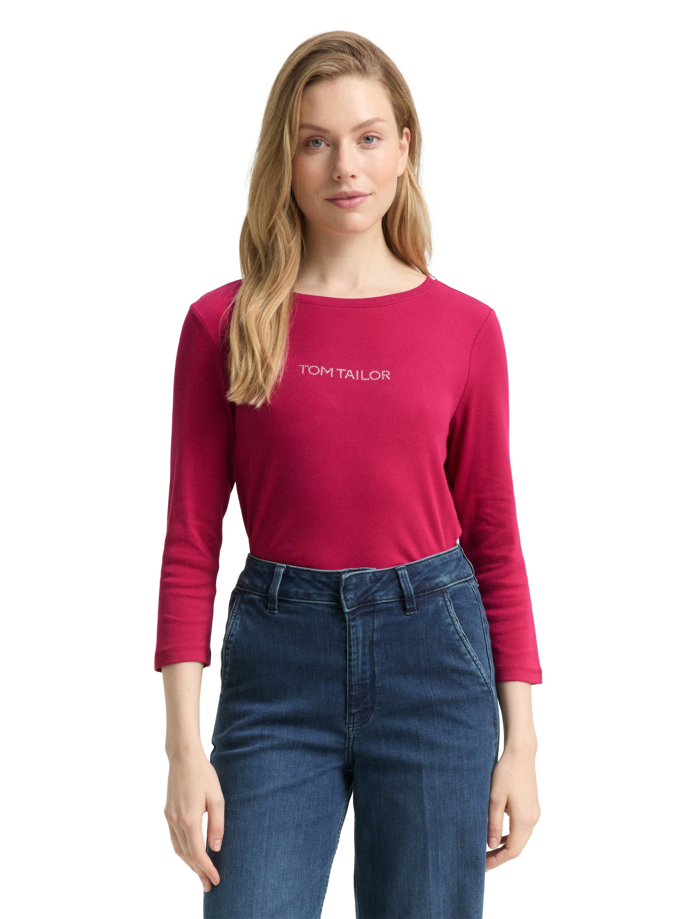 Image of TOM TAILOR 3/4-Arm-Shirt mit Logo Schriftzug