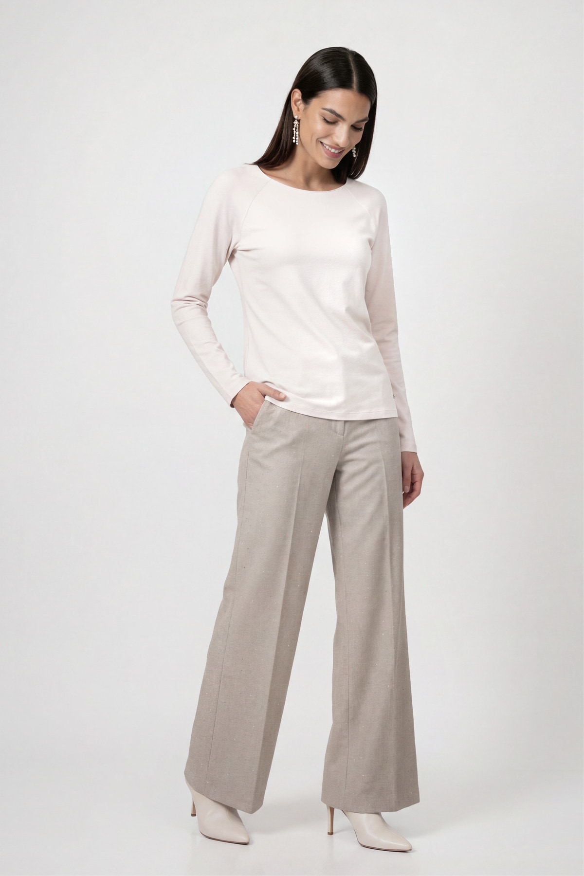 Monari T-shirt à manches longues »Basic« en mélange doux de viscose-modal, col rond