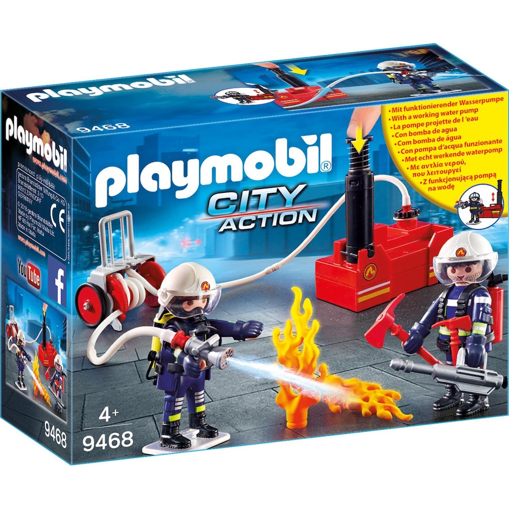 Playmobil® Konstruktions-Spielset »Feuerwehrmänner mit Löschpumpe (9468), City Action«, Made in Europe