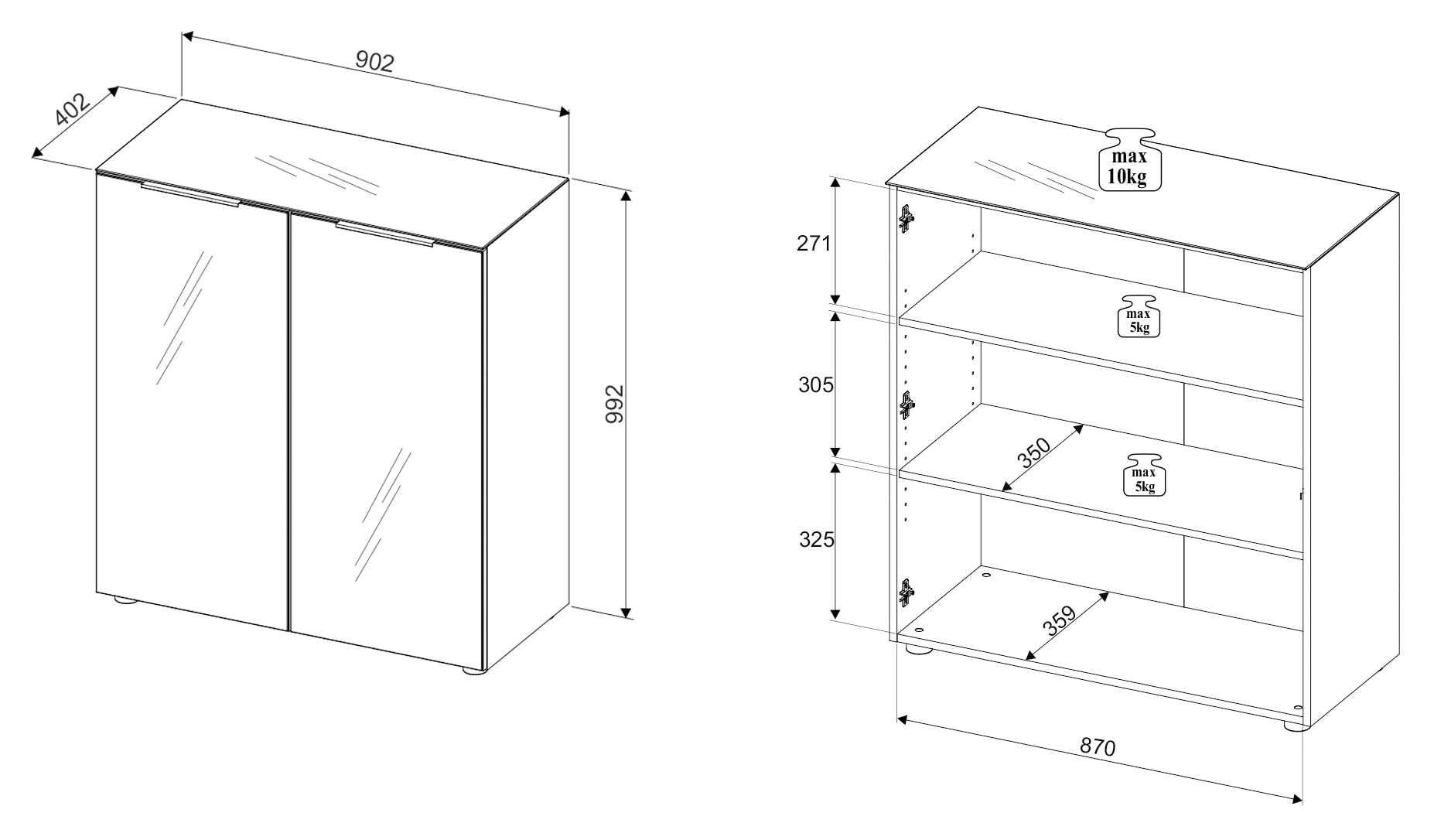 HBZ Commode »Santorin, BxHxT 90x99x40 cm« 1 cuis tlg. Breite 90cm, Softclose für Türen, Melaminbeschichtung