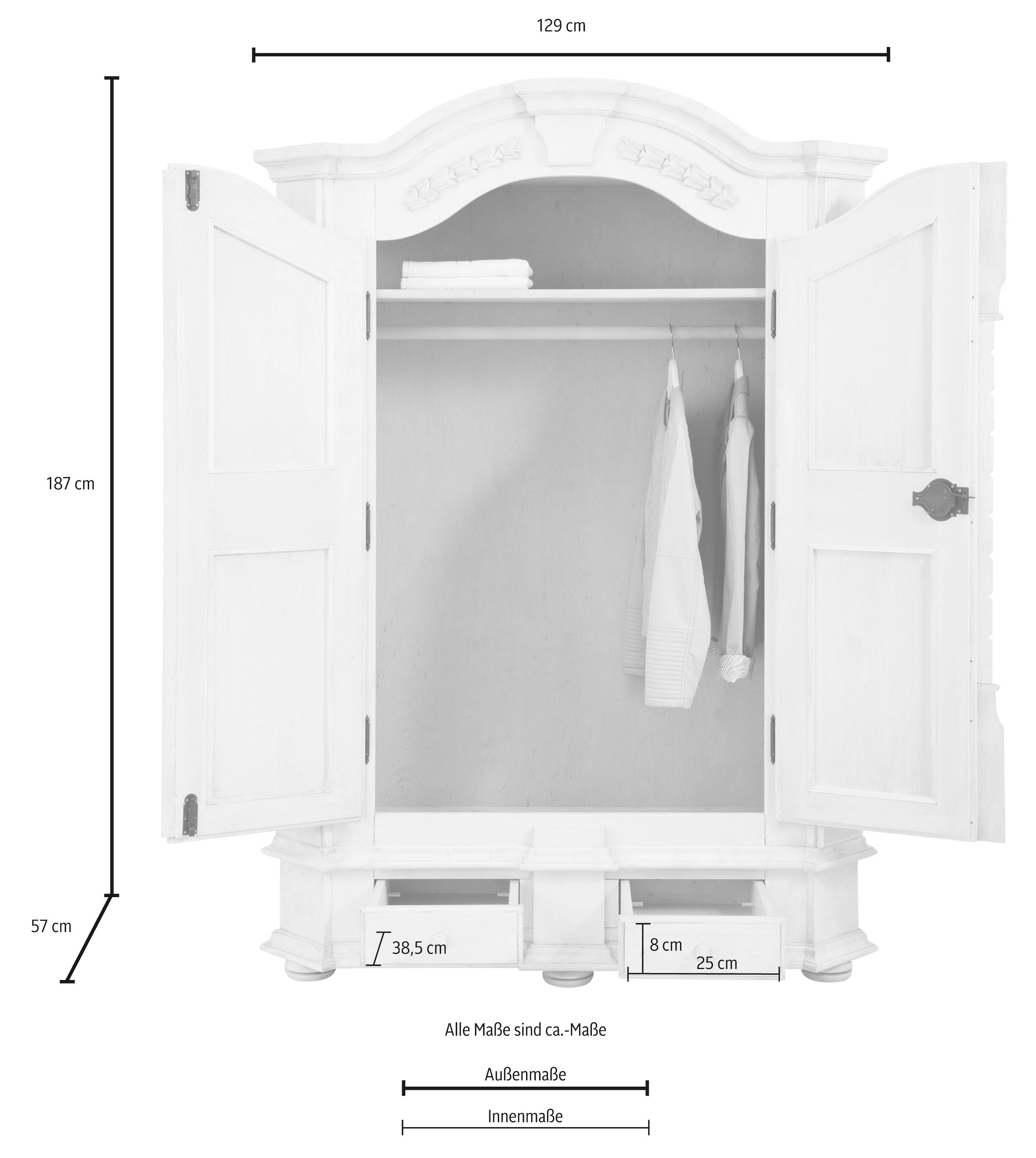 Home affaire Kleiderschrank »Sophia«, in zwei unterschiedlichen  Ausführungen der Schrankfronten, Höhe 187 cm versandkostenfrei auf