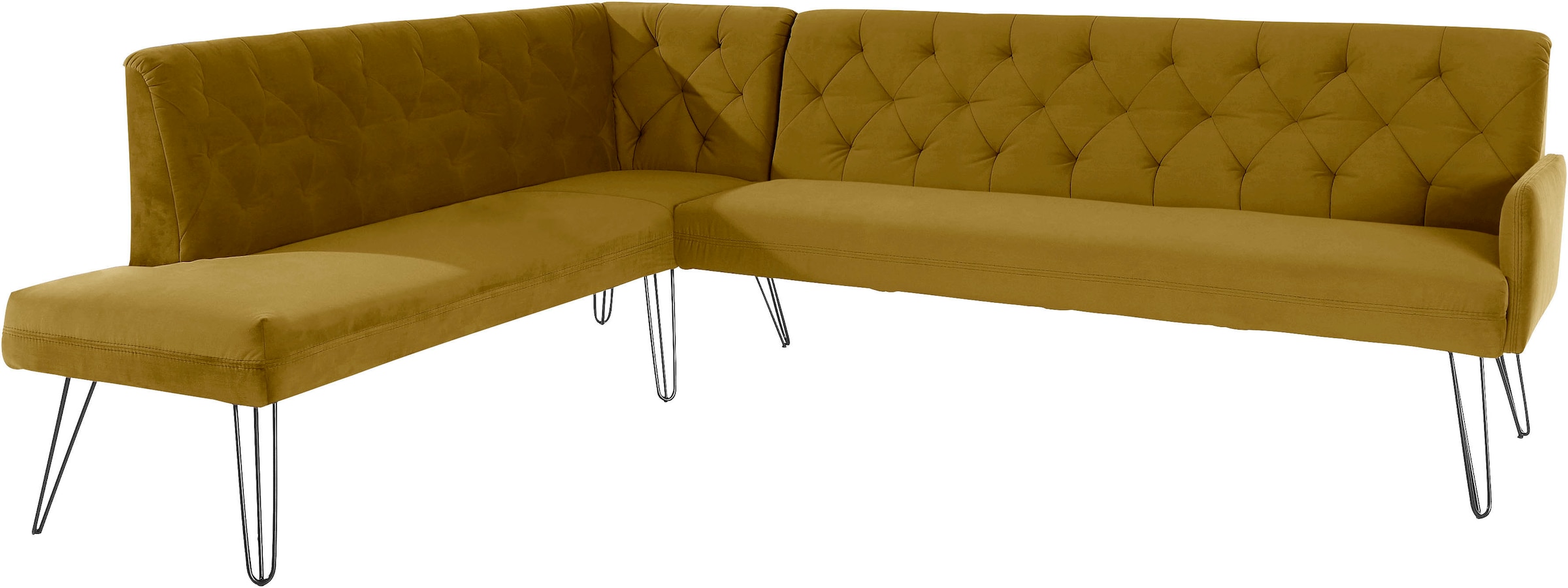 exxpo - sofa fashion Eckbank »Doppio, Chesterfield Optik, komfortabel und bequem, hohe Designfüsse«, Frei im Raum stellbar