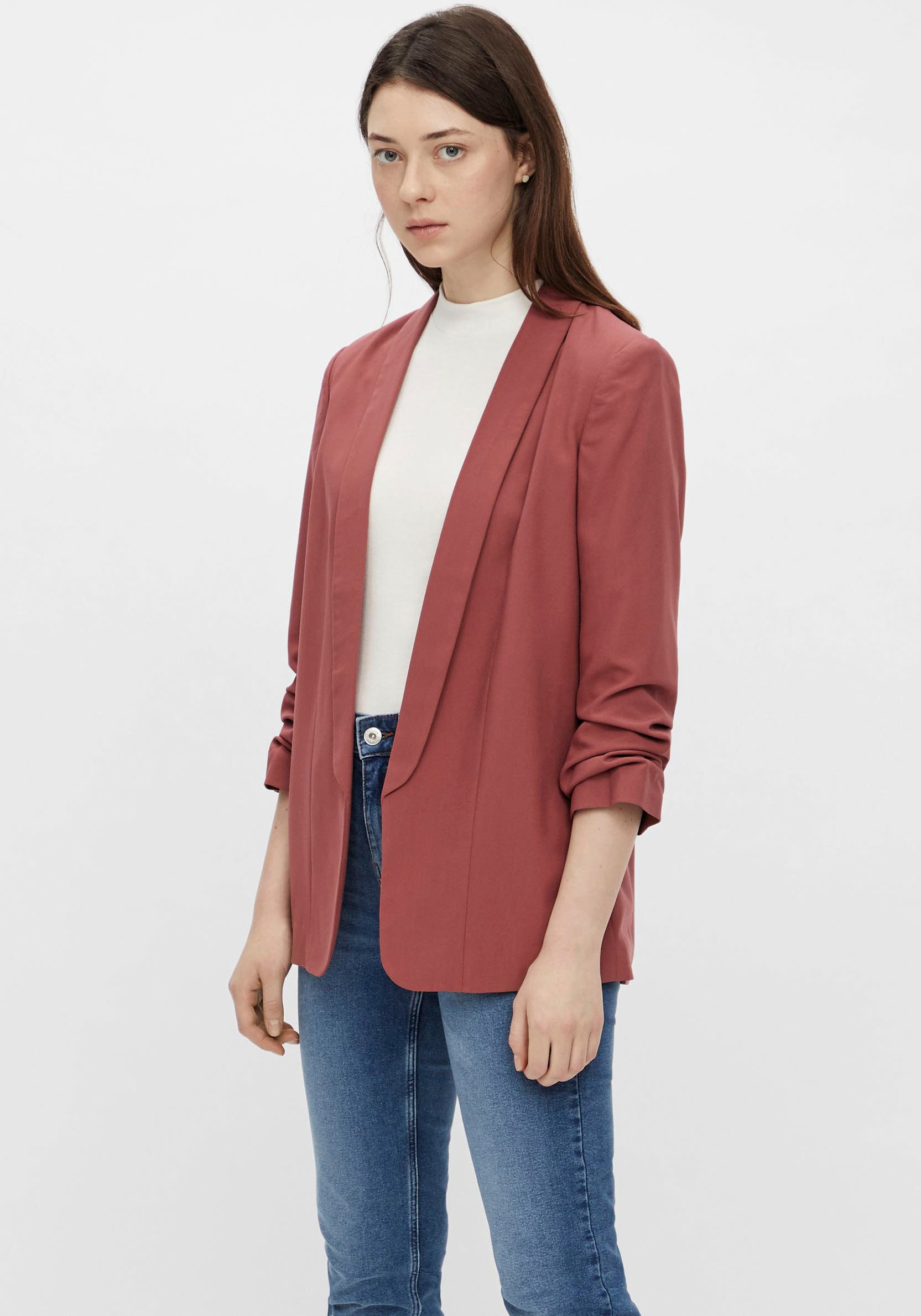 Blusenblazer »PCBOSELLA 3/4 BLAZER NOOS«, mit Faltendetail am Ärmel