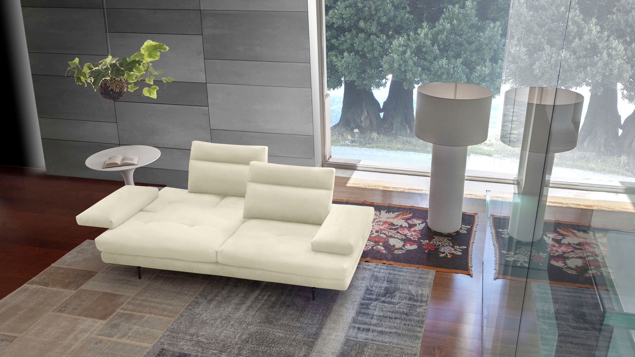 CALIA ITALIA 3,5-Sitzer »Toby Wing, italienisches Designsofa, super bequem, Megasofa«, inkl. Sitztiefenverstellung und Armteilfunktion, Füsse in Schwarz matt