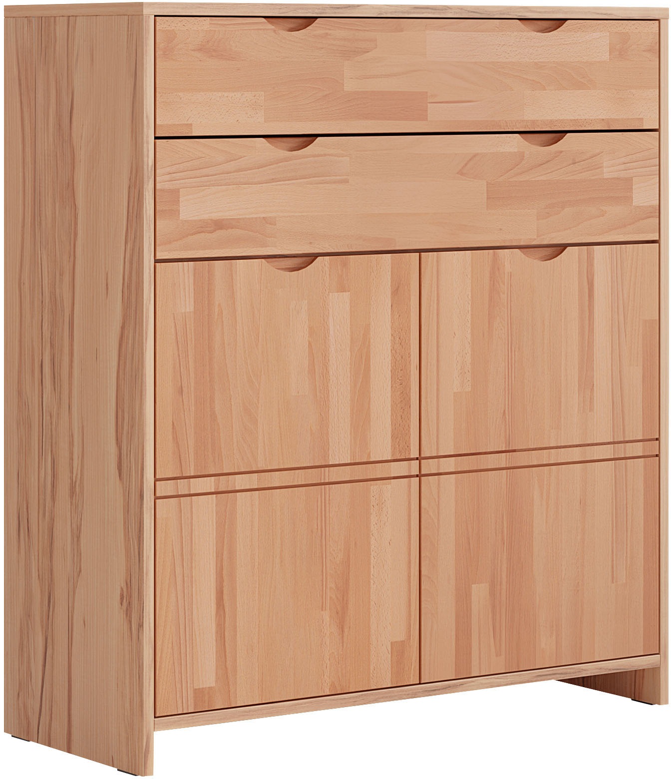 Image of GOODproduct Highboard "Maximus: 3 geräumige Fächer, 2 Softclose Schubladen,Hochwertig,Zeitlos" B/T/H: 96/38/107cm, Massivzholz Fronten&Oberdeckel, Korpus aus Melamin