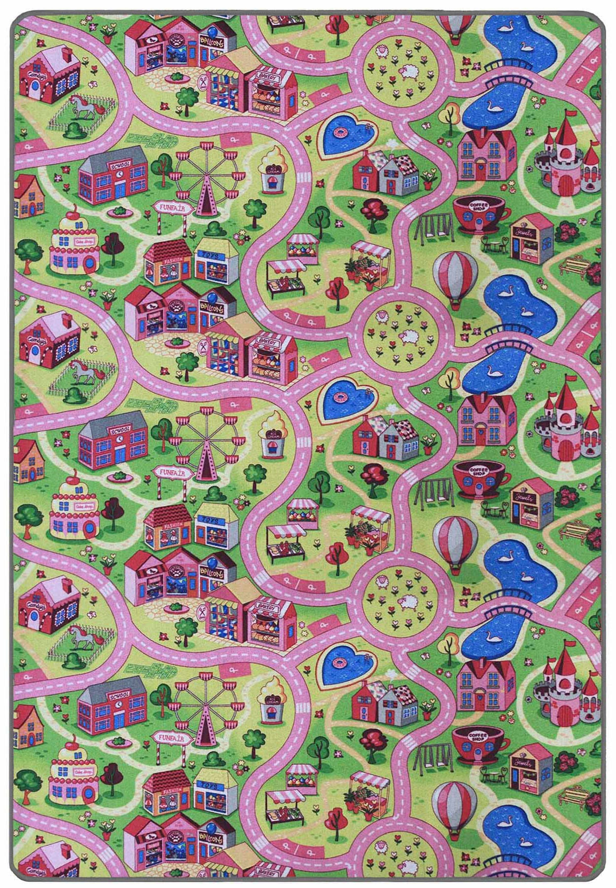 Image of Primaflor-Ideen in Textil Kinderteppich "Spielteppich SWEET CITY, Made in Belgium" rechteckig 5 mm Höhe Strassen-Teppich, Strassenbreite ca. 9 cm, Kinderzimmer