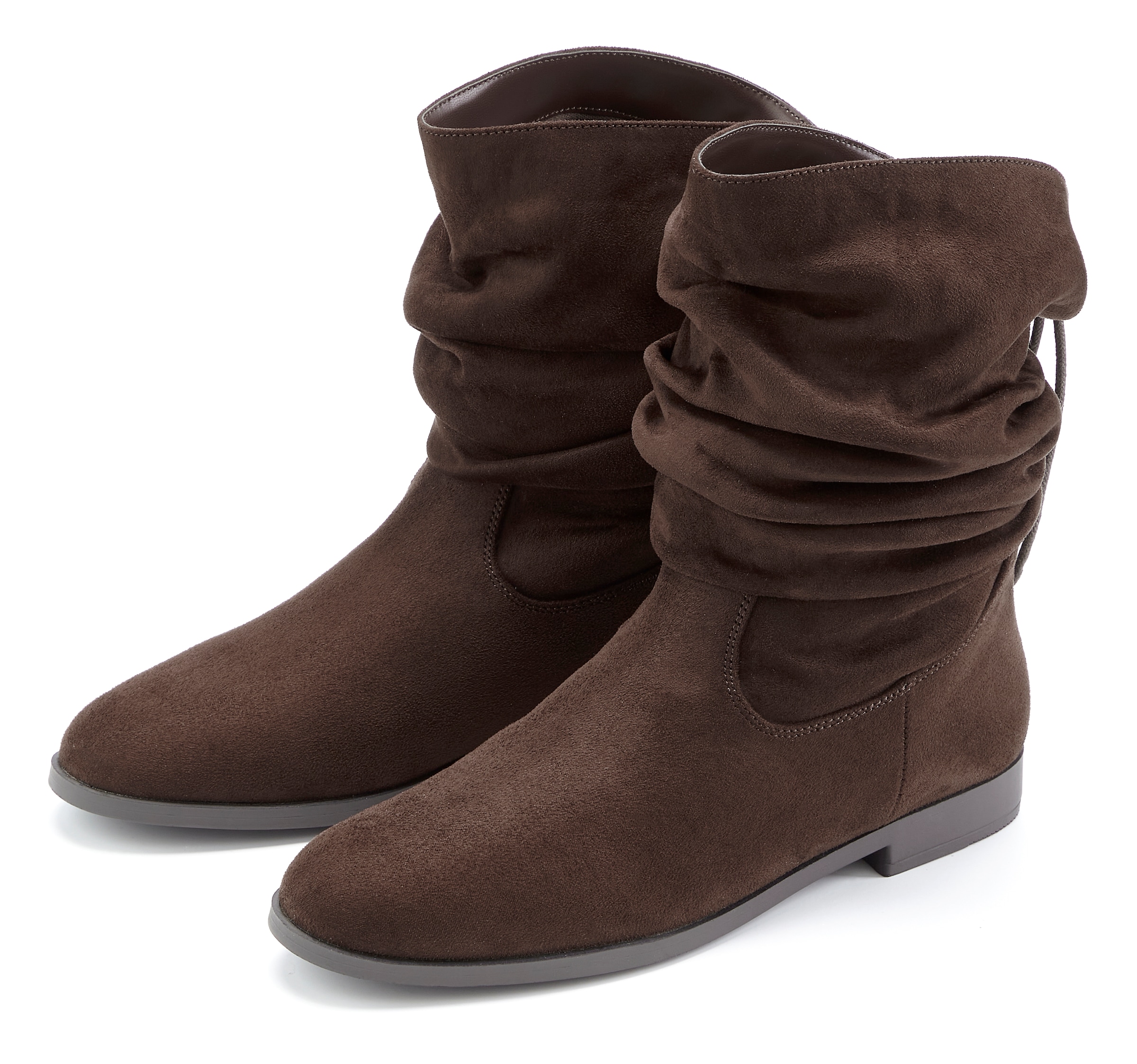 LASCANA Stiefel »Stiefelette,«  mit Gummi-Kordelzug, in zwei verschiedenen Längen tragbar VEGAN