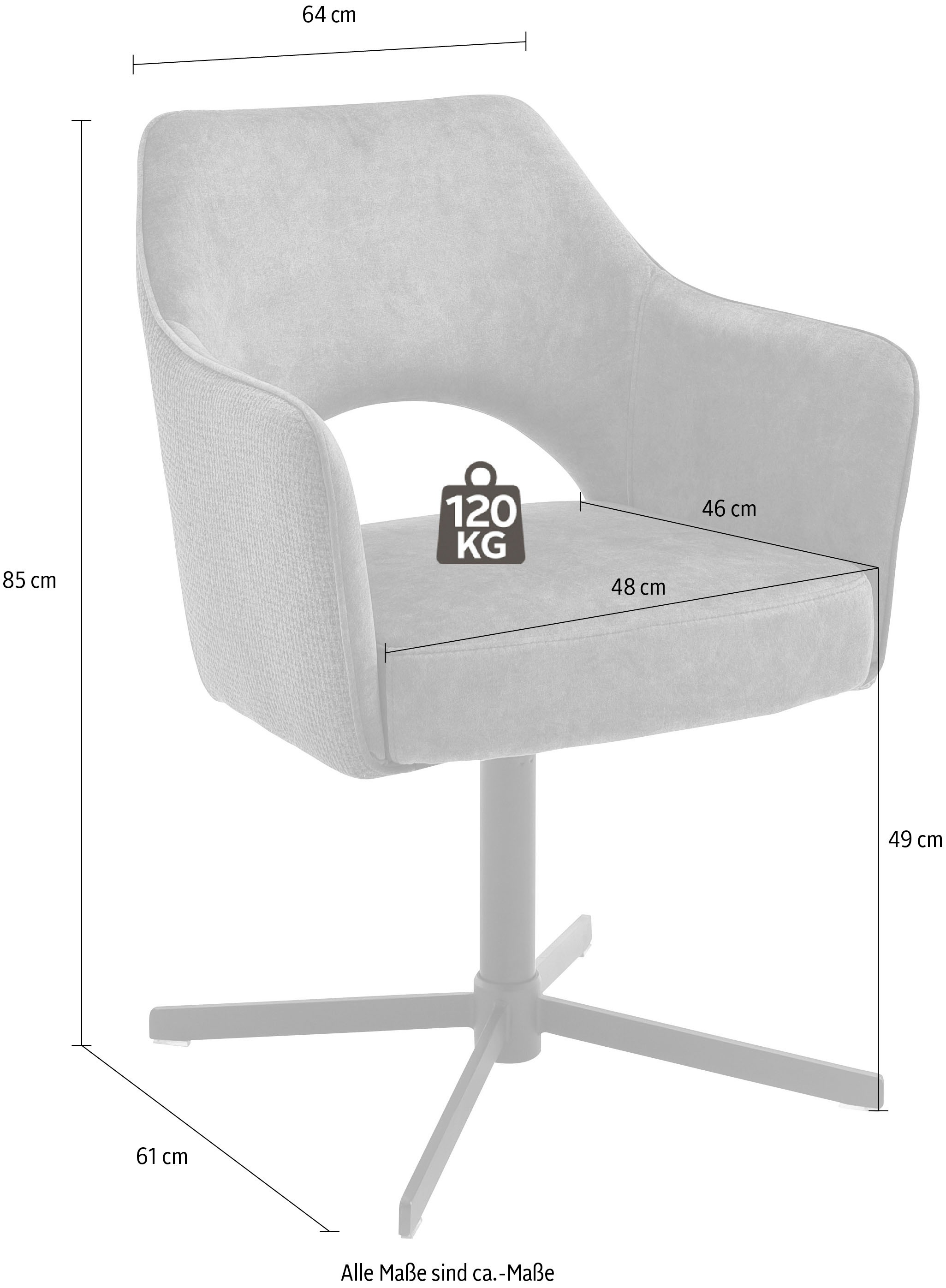 MCA furniture Esszimmerstuhl drehbar 2 St., »Valetta«, Stoffbezug, 360° (Set), Nivellierung, belastbar kaufen mit bis 120 jetzt Kg