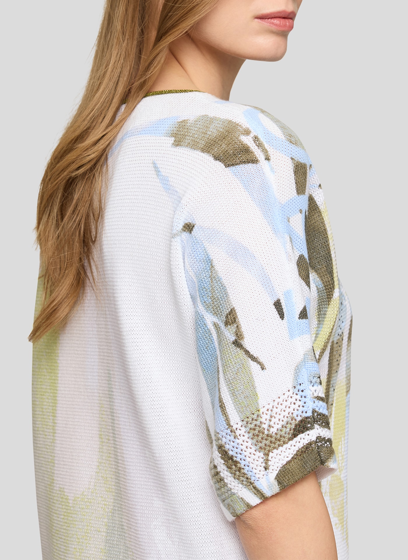 Rabe Pull en tricot 3/4-Ärmel mit floralem Muster und Glitzersteinen