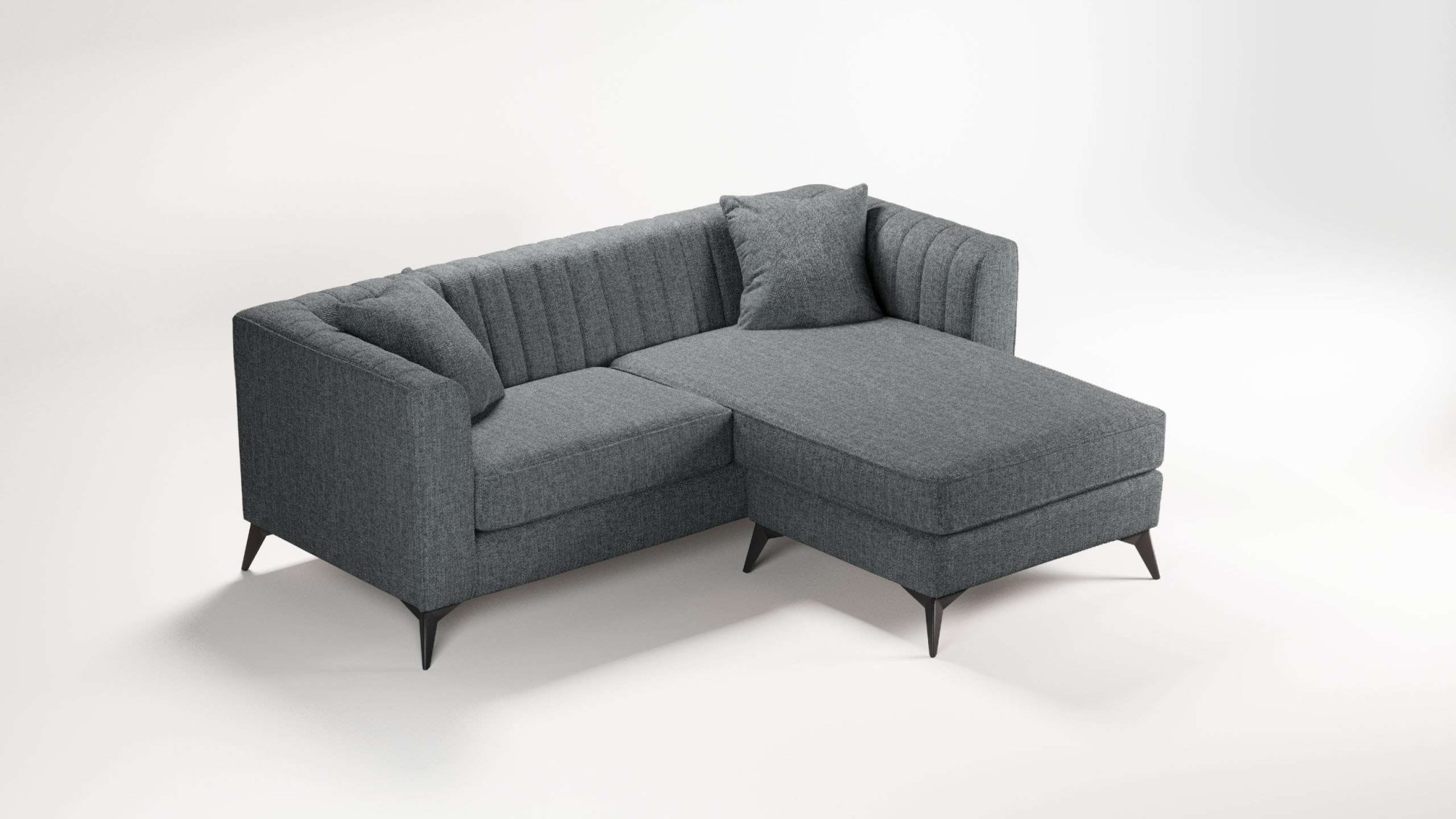 Places of Style Ecksofa »MATTHEW L-Form ideal für kleine Räume, Masse B/T/H: 201/162/74 cm«, elegantes Designsofa, feine Steppung im Rücken, incl. Zierkissen