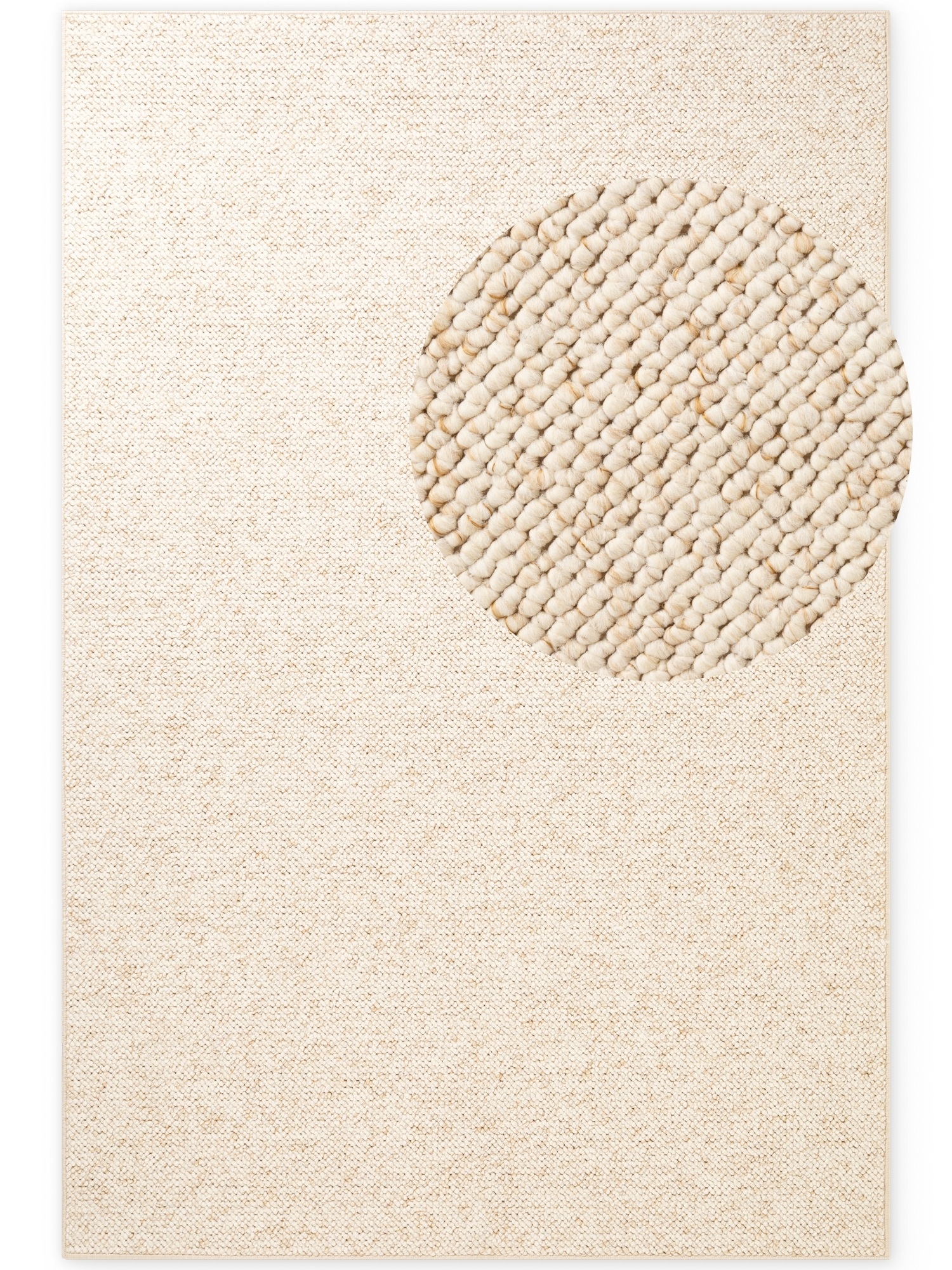THE RUGS Wolly Tufted Wool Look Rug Dense Soft Pile Polypropylene Plain in Cream | Size: 60cm x 90cm