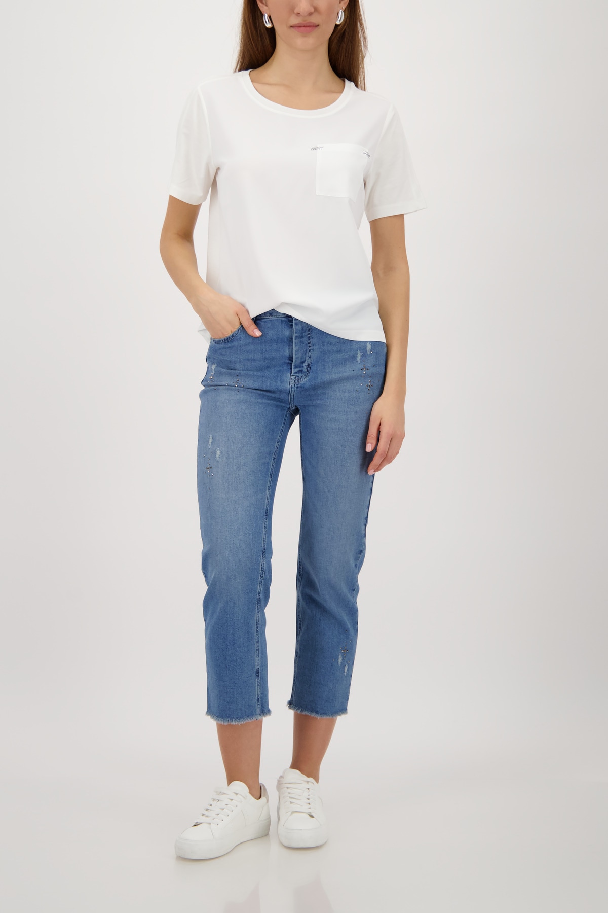 Monari Blouse à enfiler »Schluse Basic« Regular fit mit Strasssteinen