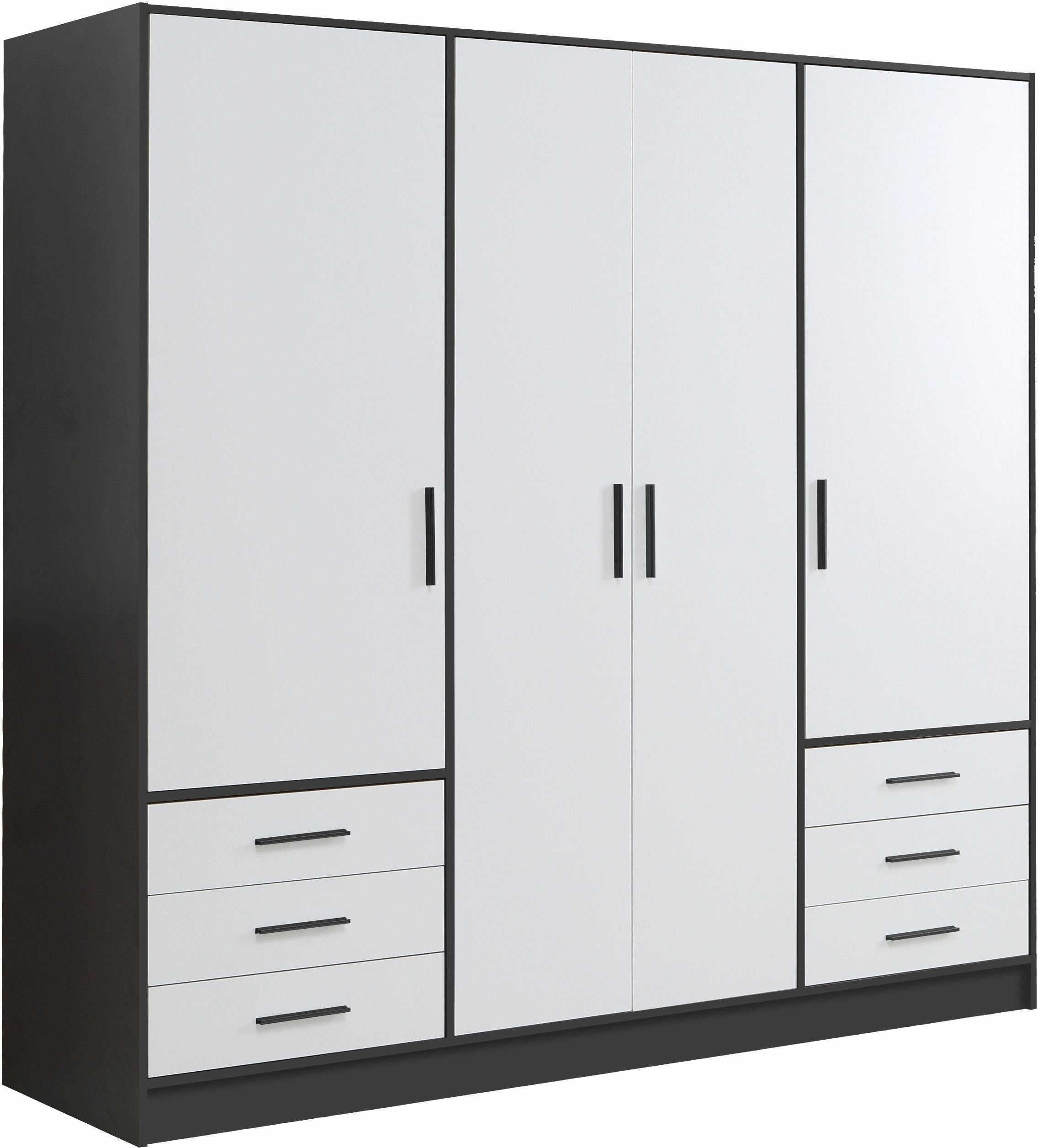 Image of FORTE Kleiderschrank "Jupiter, Made in Europe, mit 6 Schubladen, Stauraum" Masse B/H/T ca. 207/200 cm/60, Stauraum, 2 Breiten, 4 Farben, Schubladen, variable Einlegeböden