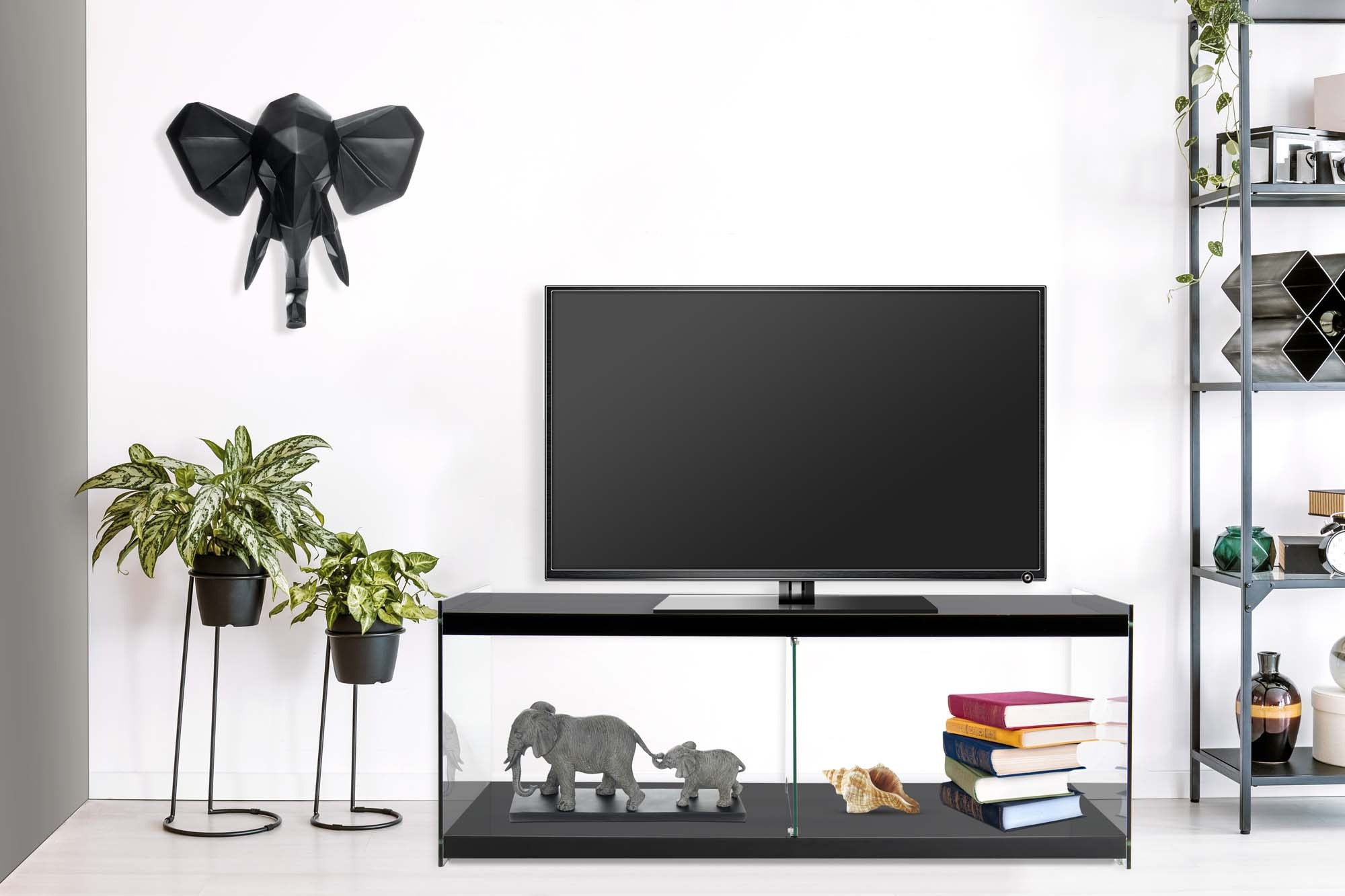Kayoom TV-Schrank »TV-Tisch Elementary, eckige Form, viel Ablagefläche«, (1 St.), TV-Tisch, gehärtetes Glas, pflegeleicht