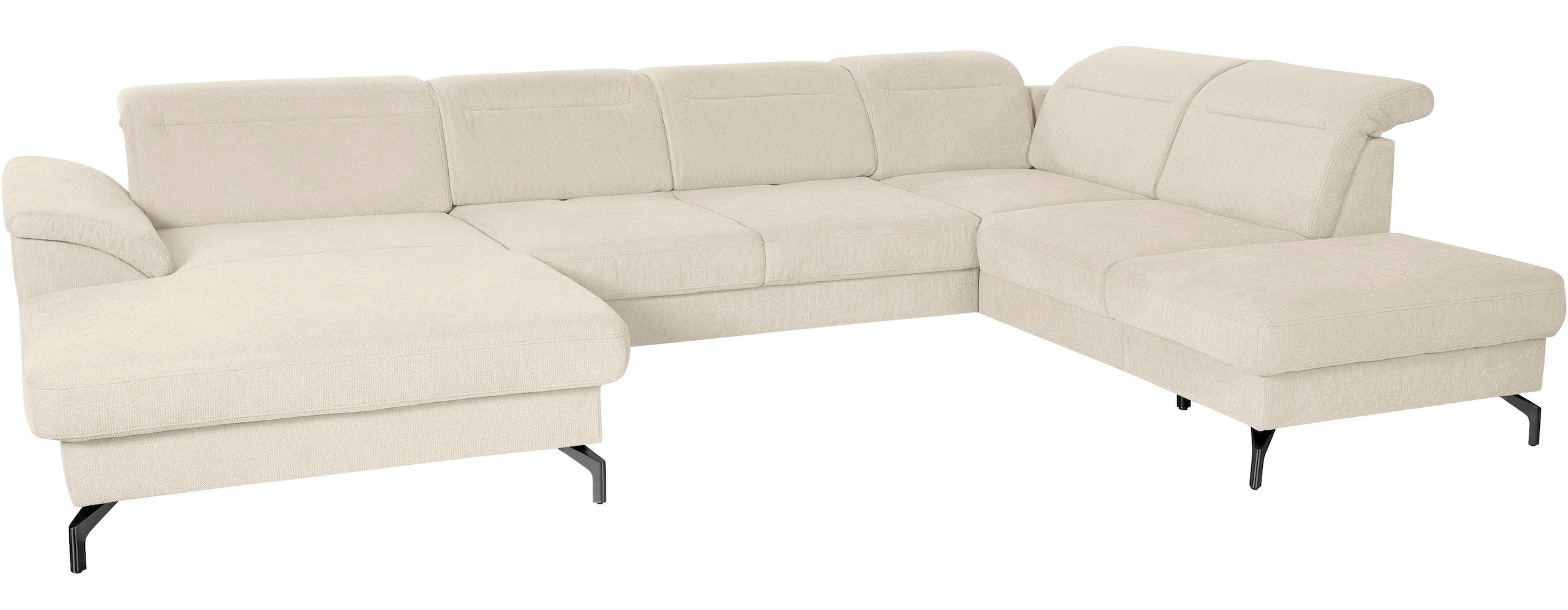 sit&more Wohnlandschaft »Percy U-Form«, 15 cm Fusshöhe, Sitztiefenverstellung, wahlweise in 2 Fussfarben
