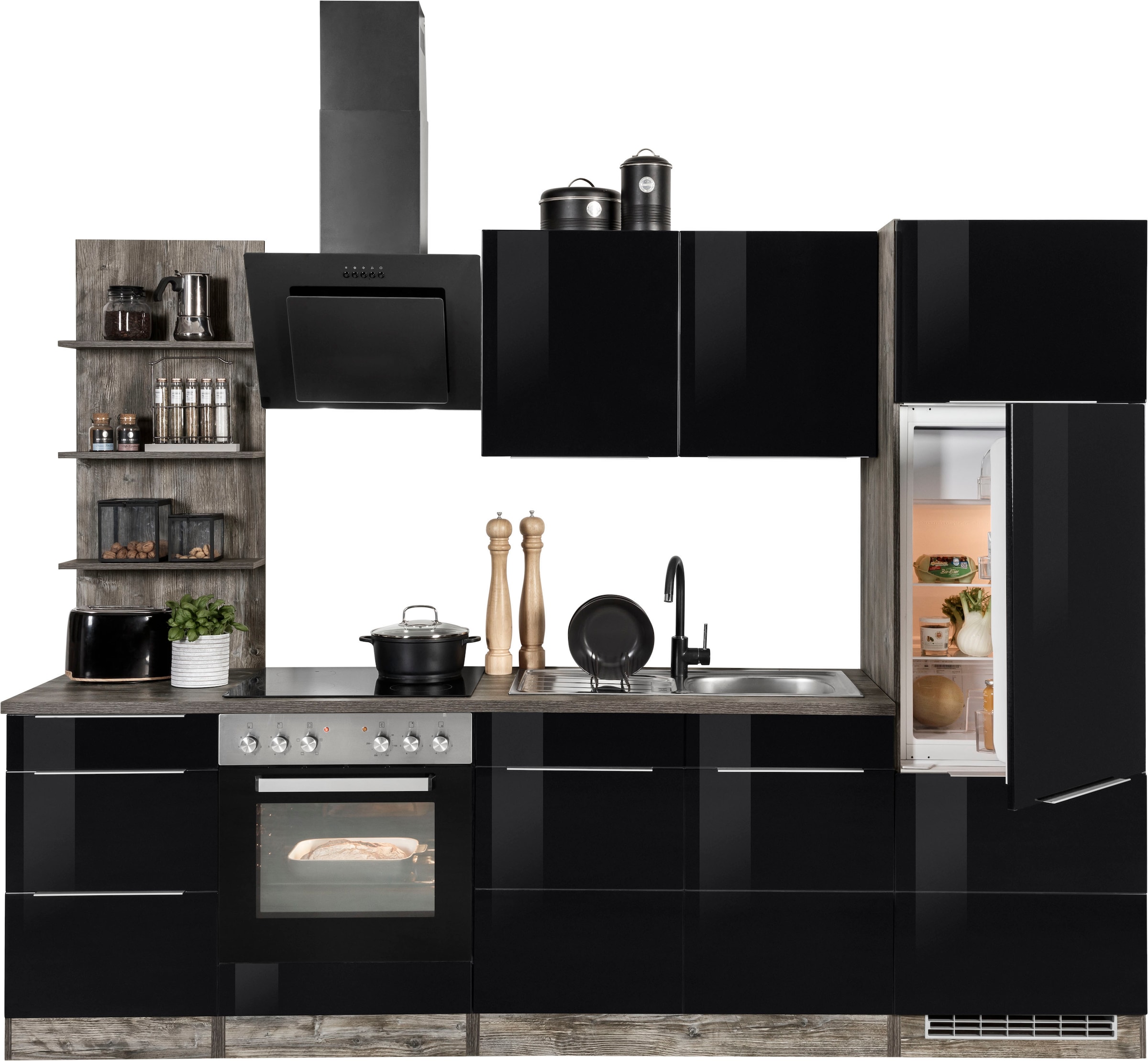 Image of KOCHSTATION Küchenzeile "KS-Brindisi" Breite 270 cm, wahlweise mit E-Geräten, mit MDF-Fronten und Regal