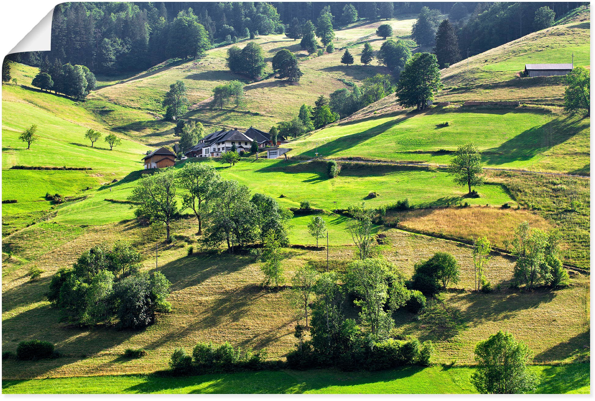 Image of Artland Wandbild »Einsamer Bauernhof«, Berge & Alpenbilder, (1 St.), in vielen Grössen & Produktarten - Alubild / Outdoorbild für den Aussenbereich, Leinwandbild, Poster, Wandaufkleber / Wandtattoo auch für Badezimmer geeignet bei Ackermann Versand Schwei